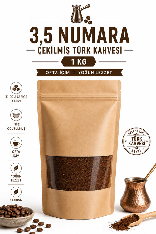 3,5 Numara Çekilmiş Türk Kahvesi 1 kg Orta İçim Yoğun Lezzet