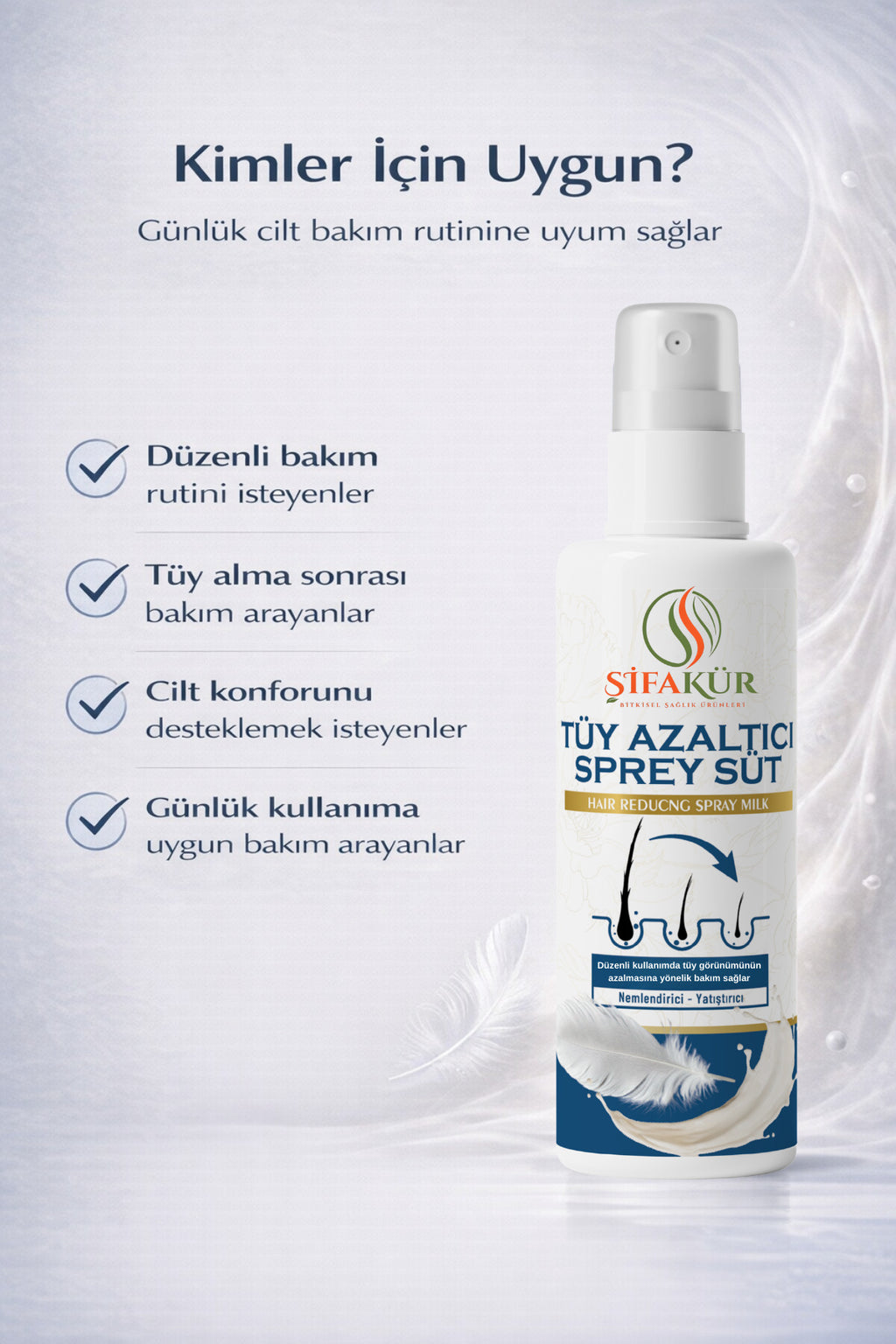 ŞİFAKÜR Sprey Süt Tüz Azaltıcı Papain & Aloe Vera İçeren Cilt Bakım Spreyi 100 ml Nemlendirici Bakım