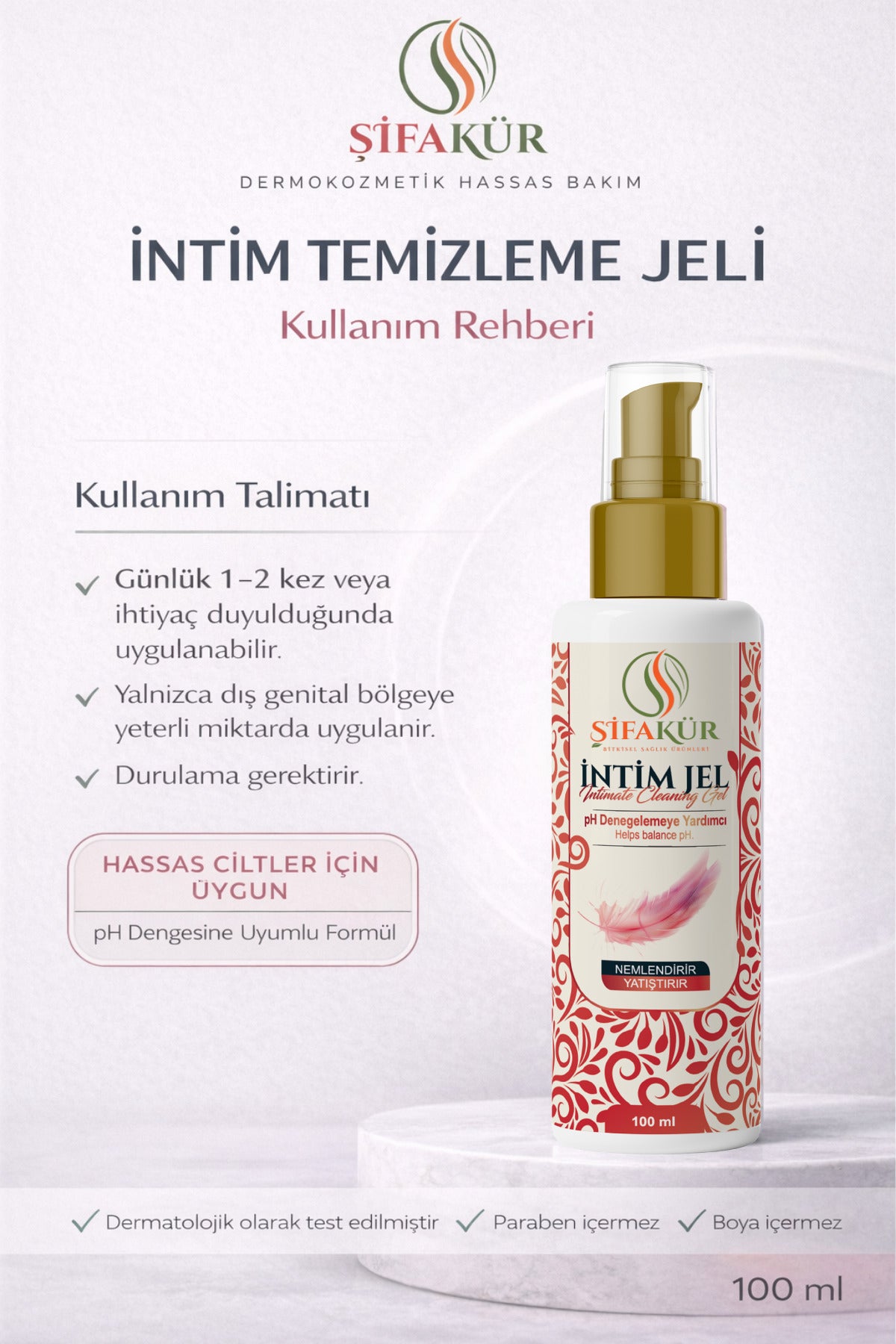 Şifakür İntim Temizleme Jeli pH Dengeli Hassas Bölge Bakım 100ml