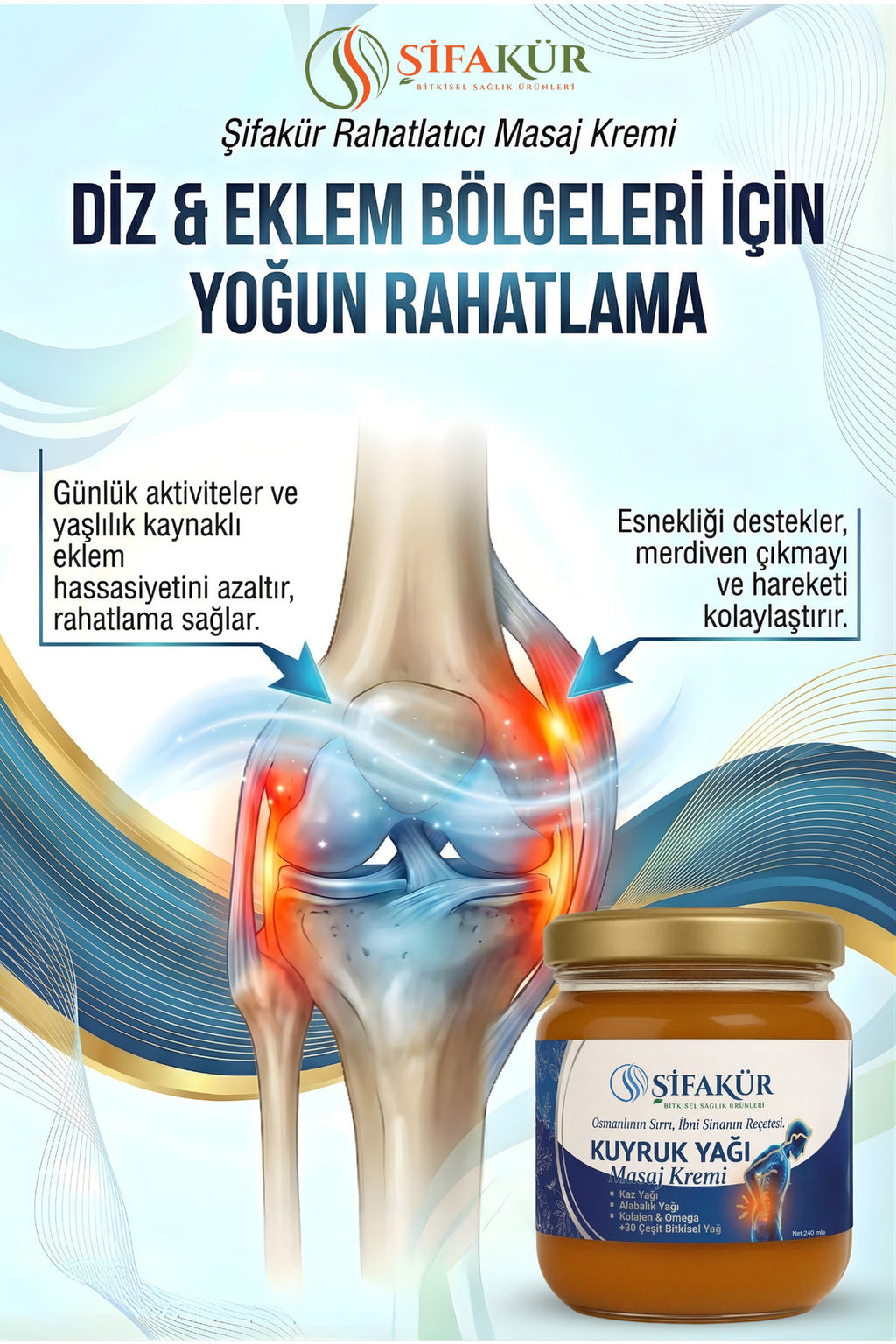 Şifakür Kuyruk Yağı Masaj Kremi Kaz Alabalık Yağlı Kolajenli Bel Boyun Diz Bakım 240ml