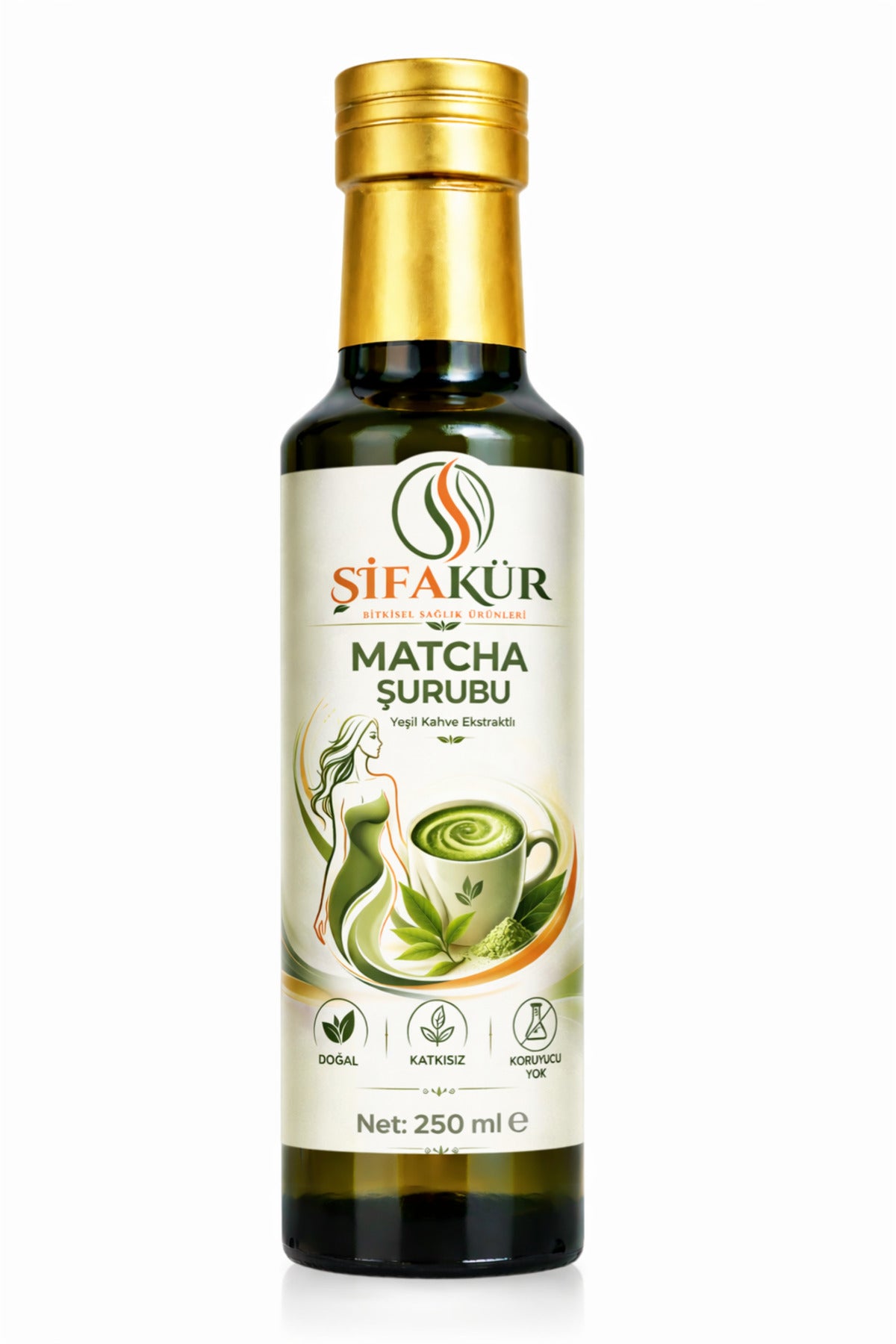 Şifakür Japon Matcha Şurubu 250 ml Yeşil Çay Ekstraktlı Bitkisel İçerikli Sıvı Ürün
