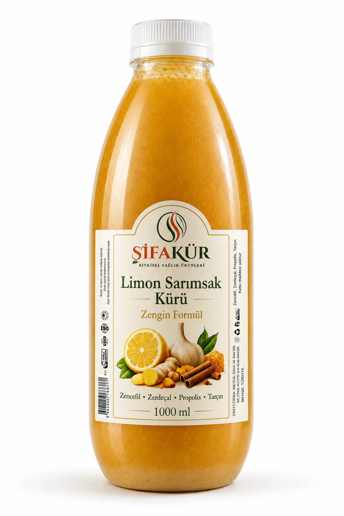 Limon Sarımsak Kürü Zencefilli Zerdeçallı Propolisli Tarçınlı 1000 ml 60 Gün Dinlendirilmiş