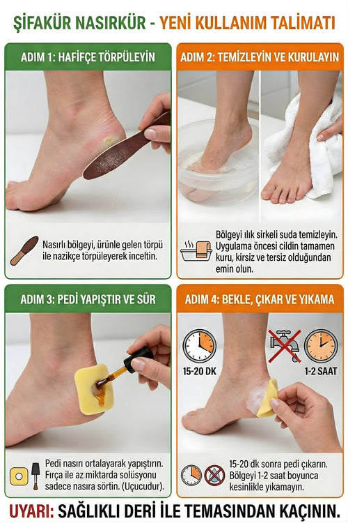 Nasırkür Bitkisel Ayak Bakım Solüsyonu 20ml - Törpü ve 8'li Koruyucu Pedli Bakım Seti