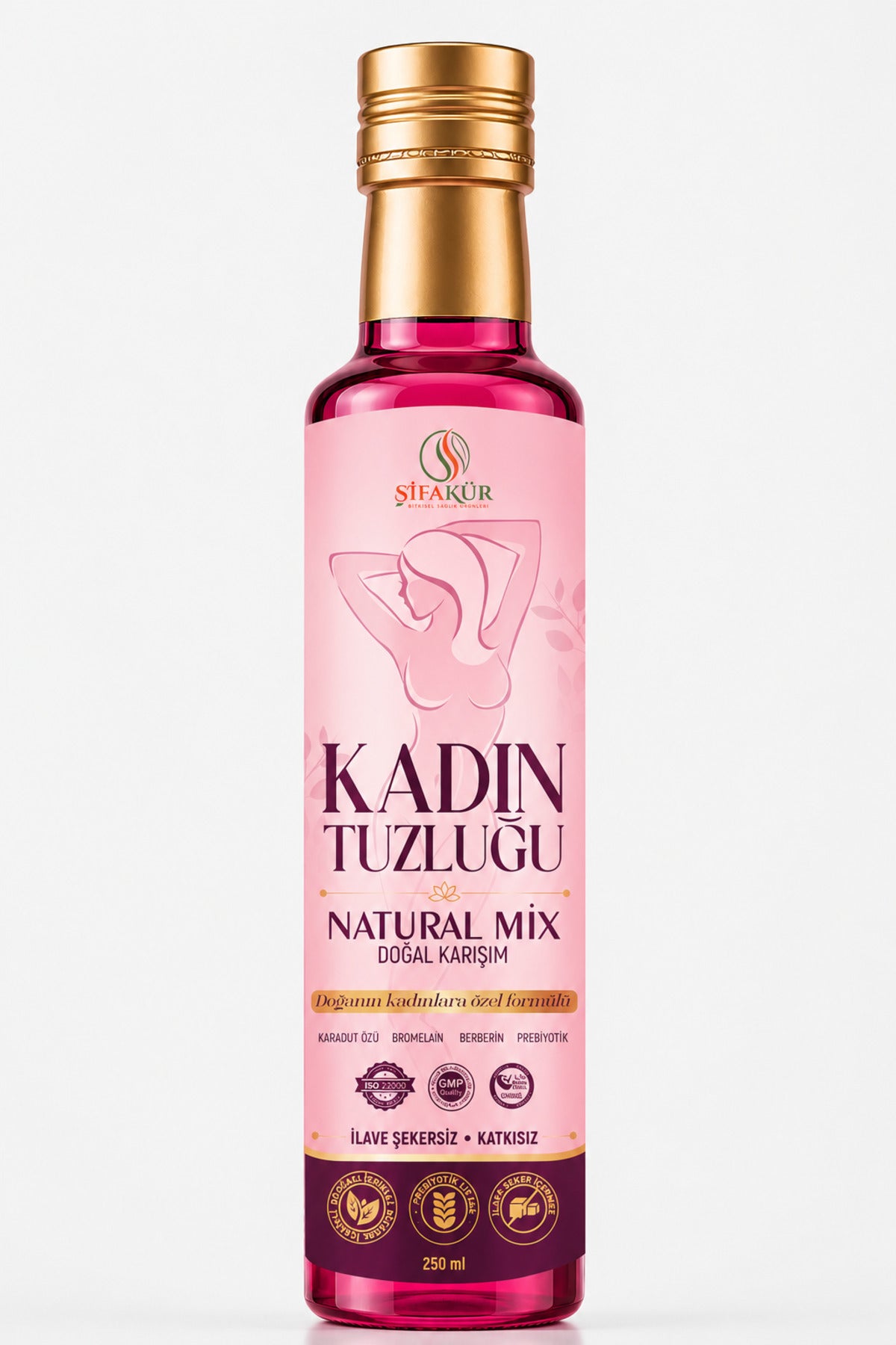 ŞİFAKÜR Kadın Tuzluğu Şurubu Natural Mix 250 ml Karadut Ananas Aromalı Bromelain Berberin Safran Prebiyotik