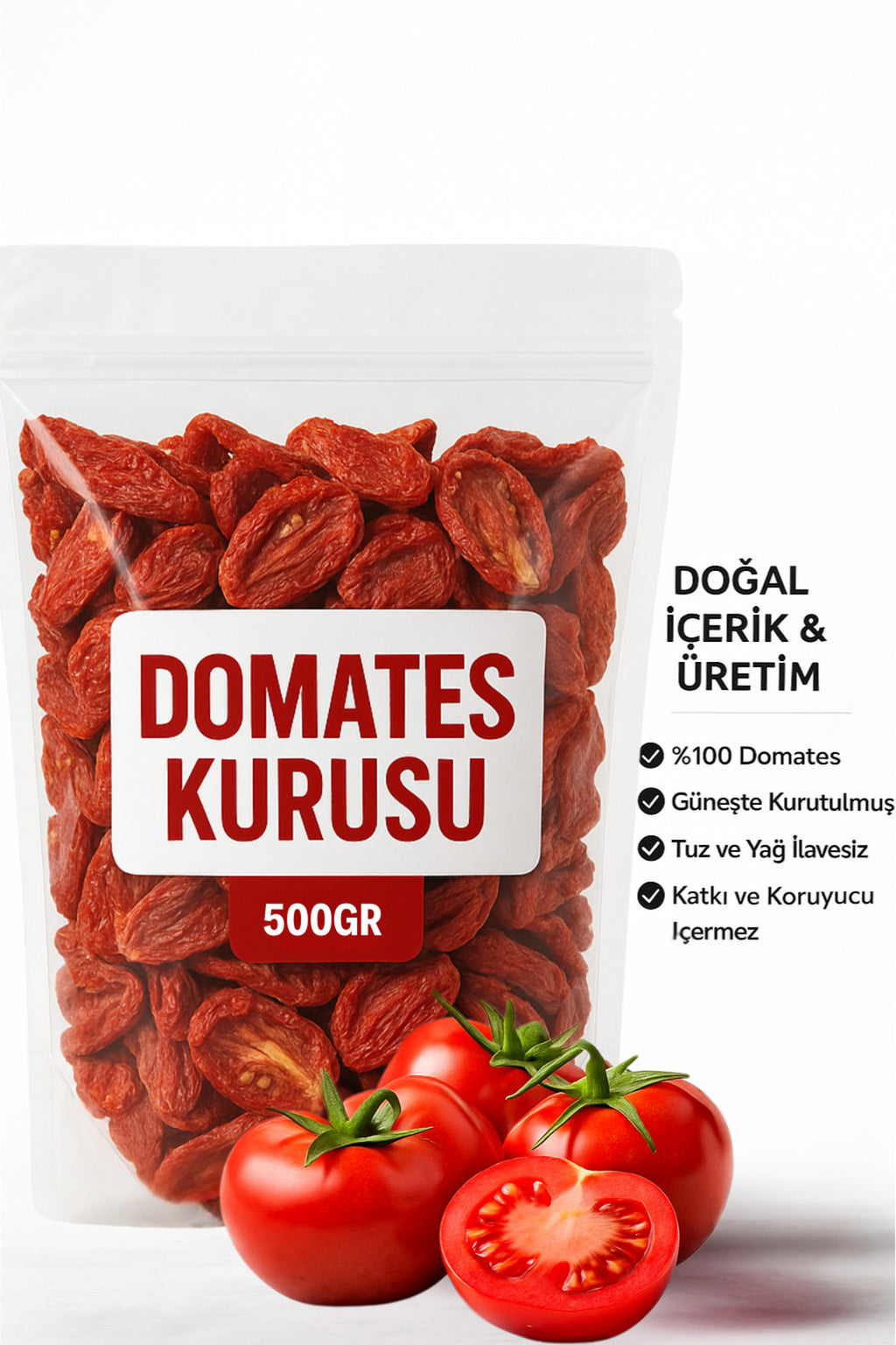 Şifakür Domates Kurusu Güneşte Kurutulmuş Katkısız Mutfaklara Özel Lezzet 500gr