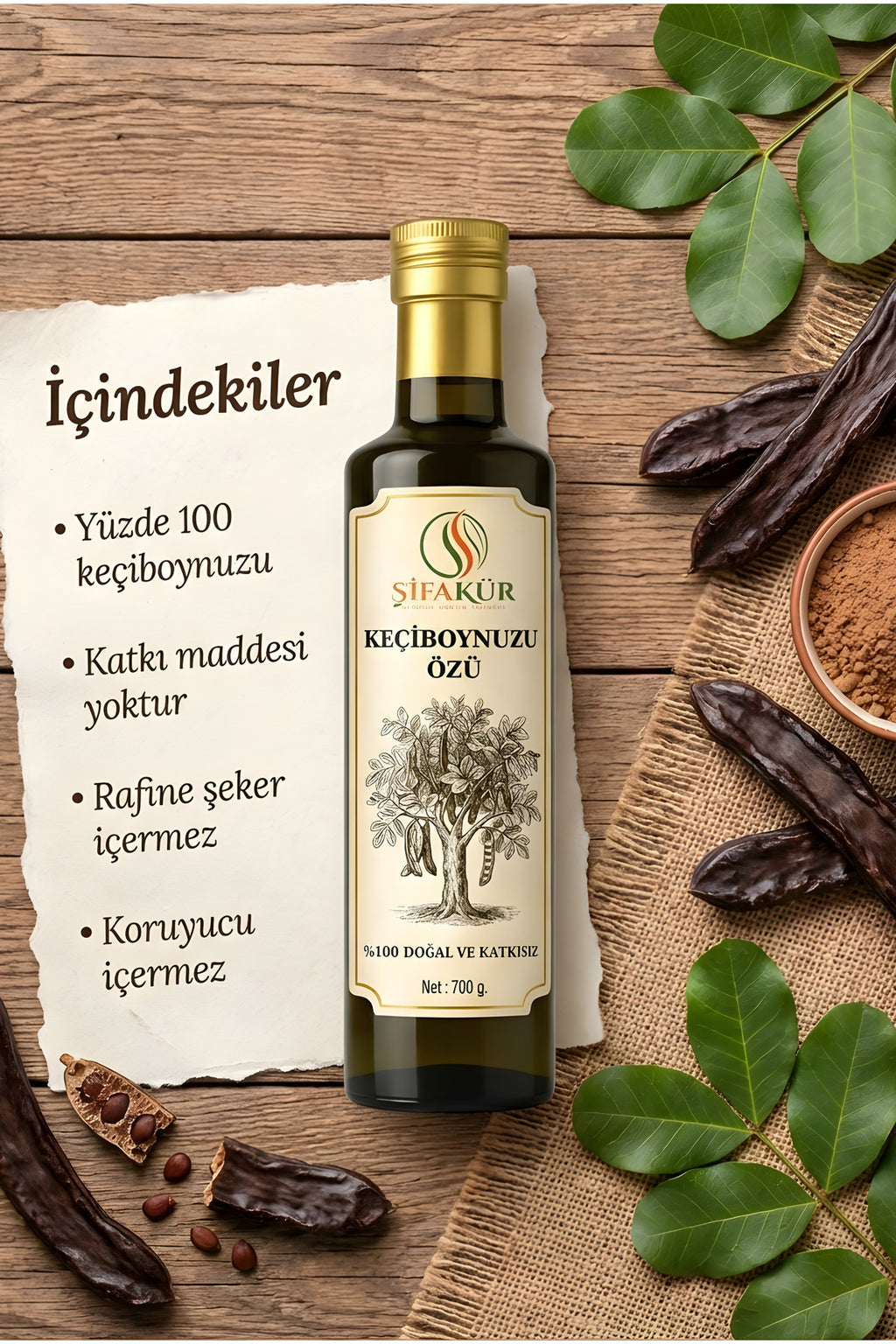 Şifakür Keçiboynuzu Özü %100 Doğal Soğuk Sıkım Katkısız Besleyici Takviye 700g