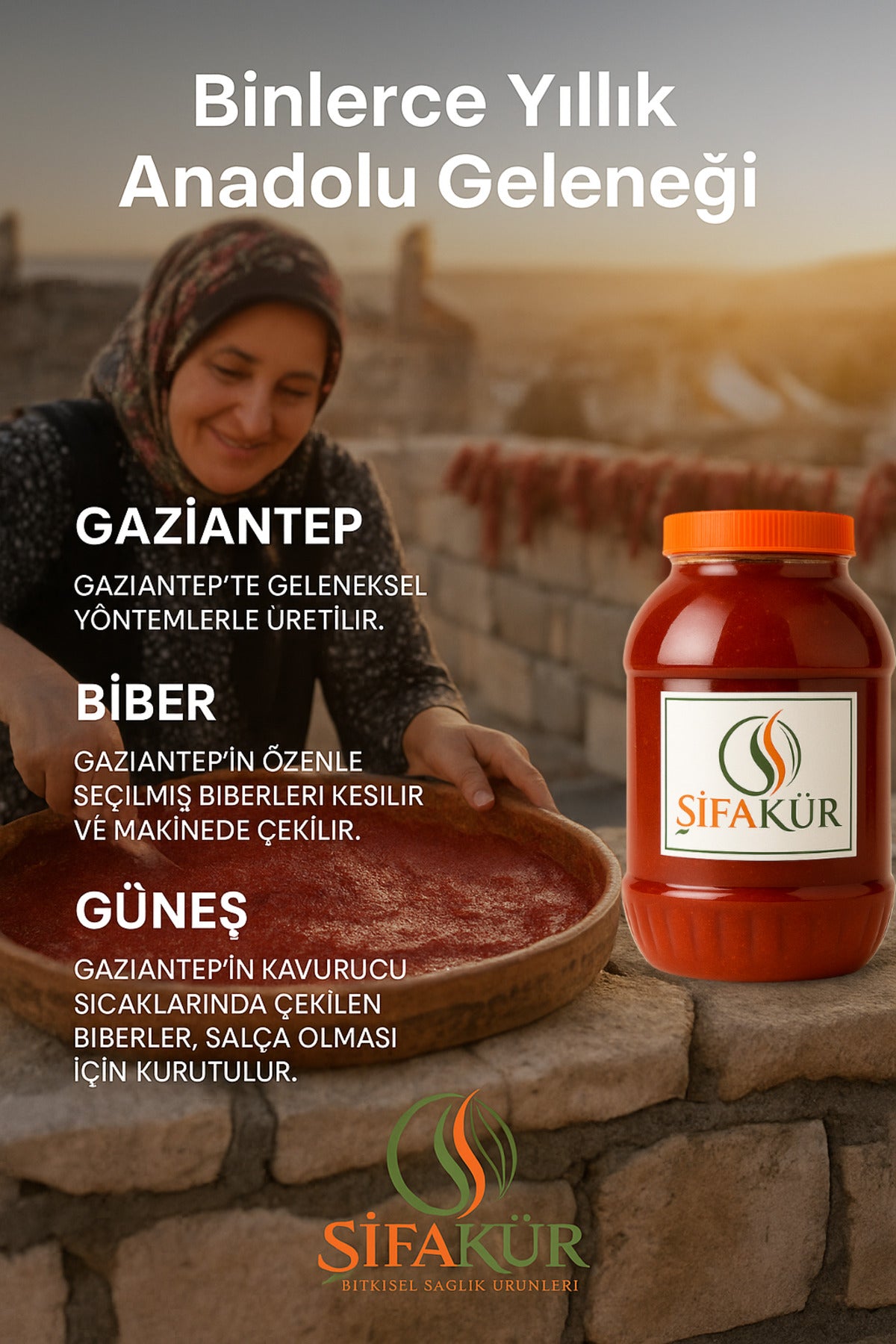 Şifakür Acı Biber Salçası Güneşte Kurutulmuş Gaziantep Yoğun Lezzet 5 KG