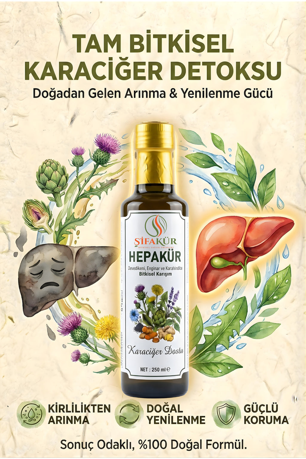 Şifakür Hepakür Sıvı Ekstrakt Devedikeni Enginar Karahindiba Karaciğer Desteği 250ml