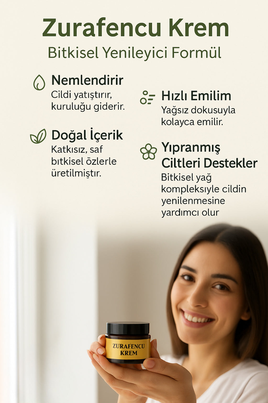 Şifakür Zurafencu Krem Bitkisel İçerikli Yoğun Nemlendirici Hassas Cilt Bakımı 100ml