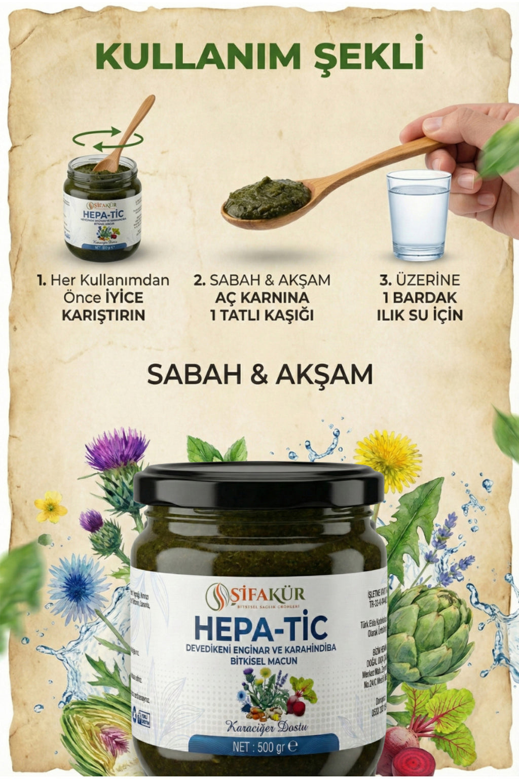 Şifakür Hepa-Tic Bitkisel Macun Devedikeni Enginar Karahindiba Ekstraktlı Doğal Destek 500gr
