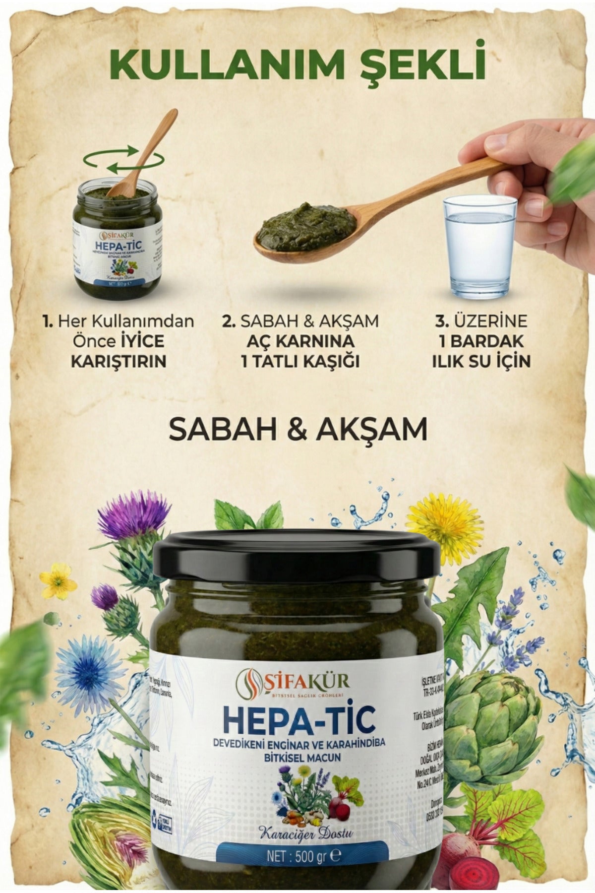 Şifakür Hepa-Tic Bitkisel Macun Devedikeni Enginar Karahindiba Ekstraktlı Doğal Destek 500gr