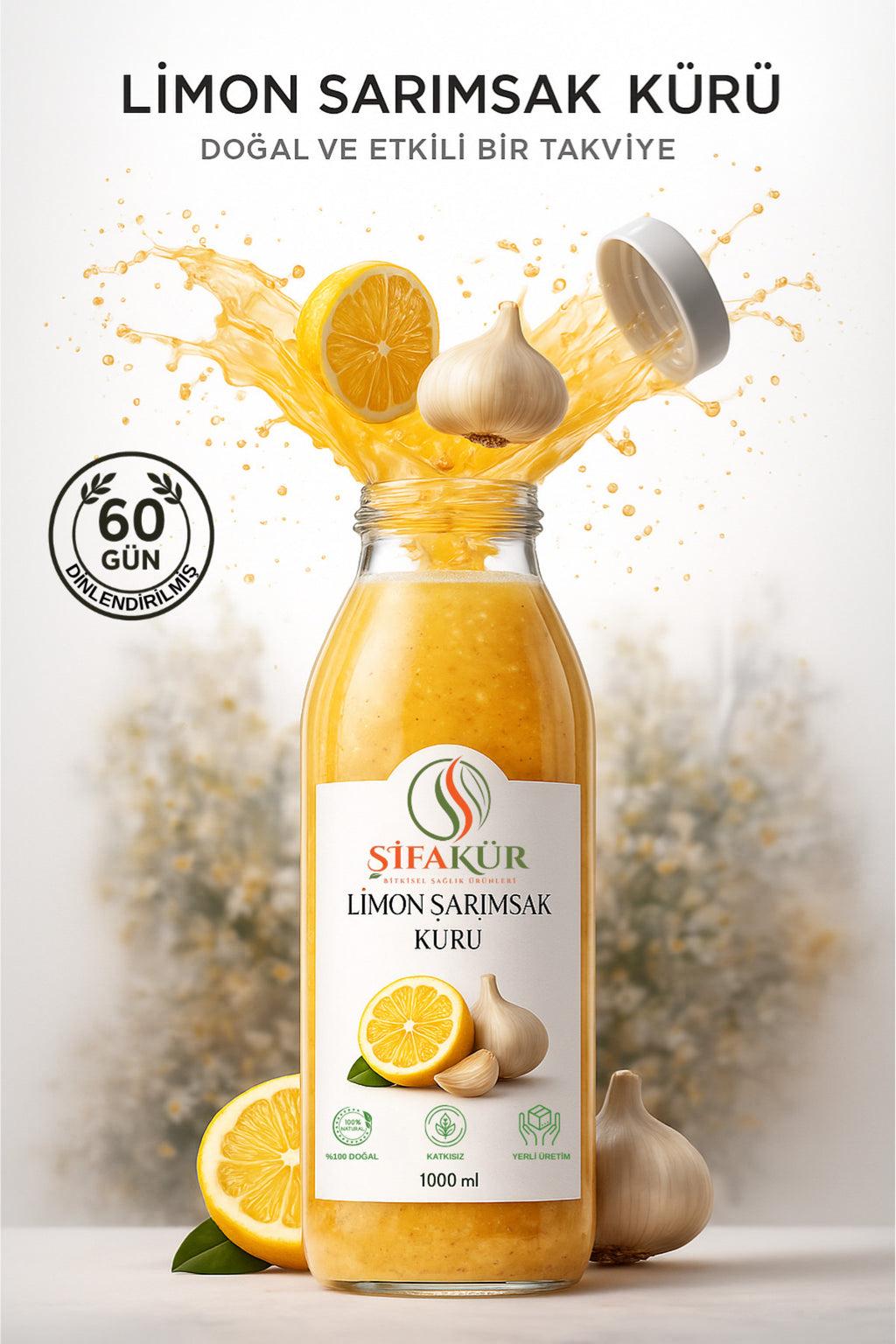 Şifakür Limon Sarımsak Kürü 60 Gün Dinlendirilmiş Doğal İçerikli Geleneksel Formül 1000ml