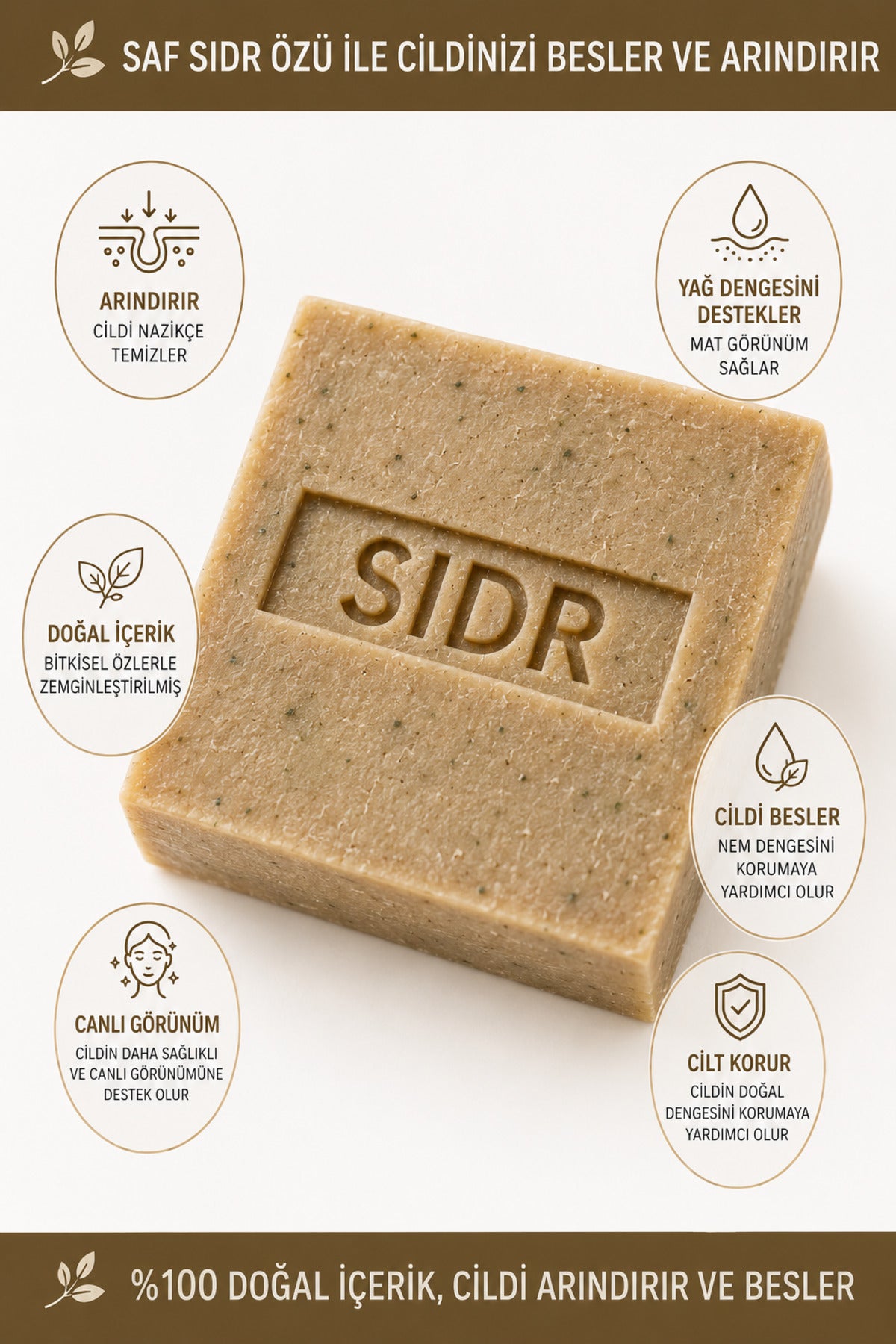Şifakür Doğal Sidr Sabunu 4 x 120 g | Lote Ağacı Özlü Cilt ve Saç Bakım Sabunu, Arındırıcı Etkili Ekonomik Paket
