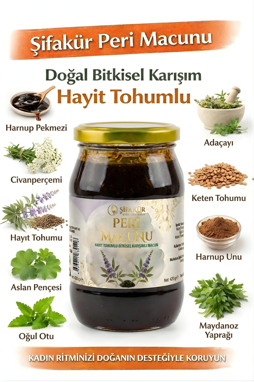 Şifakür Peri Macunu Hayıt Tohumu Kadın Döngü & Hormon Dengeleyici Bitkisel Macun 420g