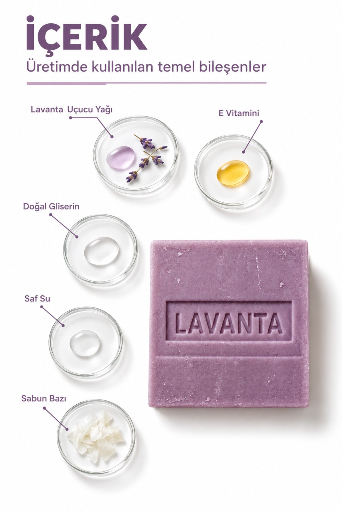 Lavanta Sabunu Zeytinyağlı Gliserinli El ve Vücut Temizliği 120 g