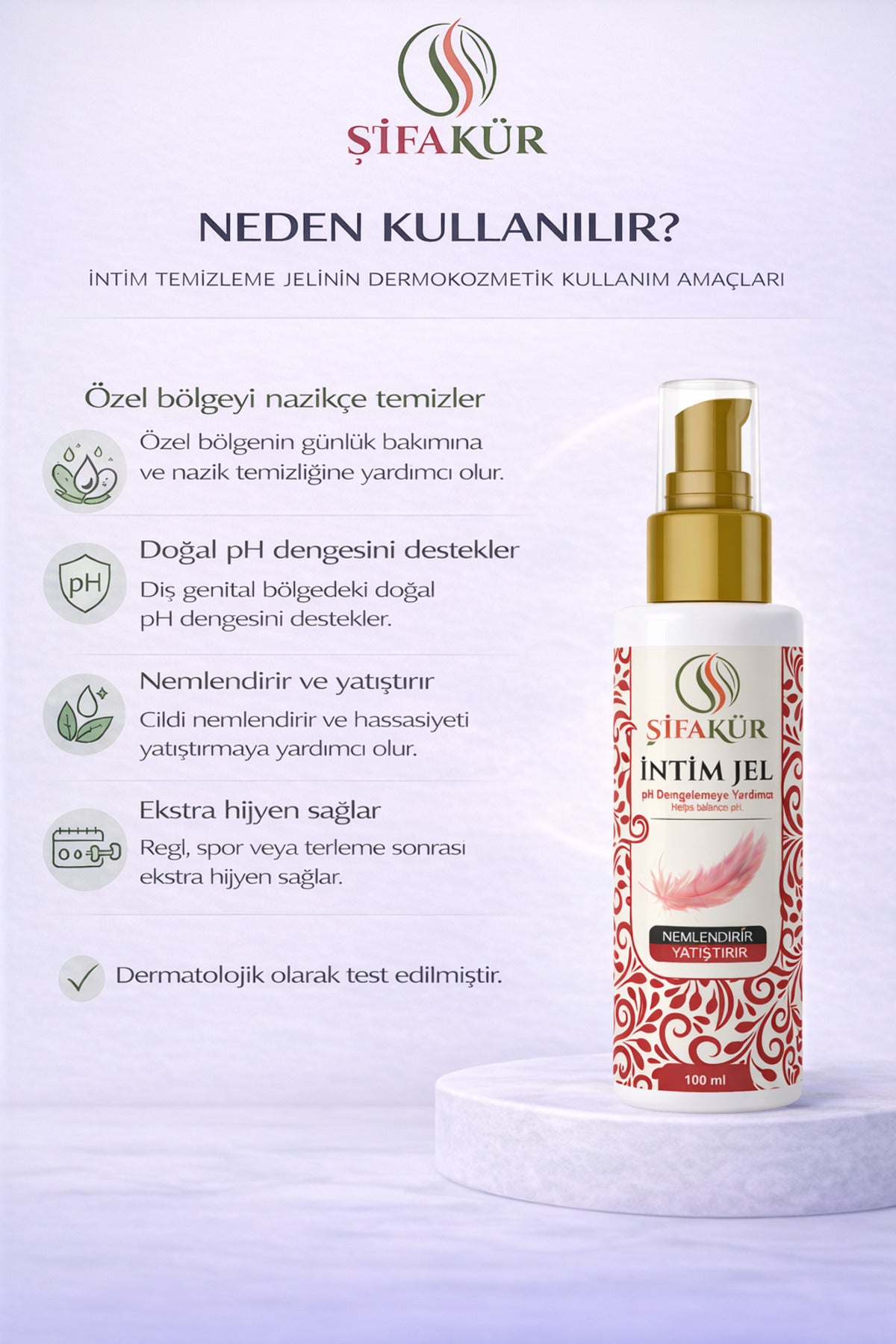 Şifakür İntim Temizleme Jeli pH Dengeli Hassas Bölge Bakım 100ml