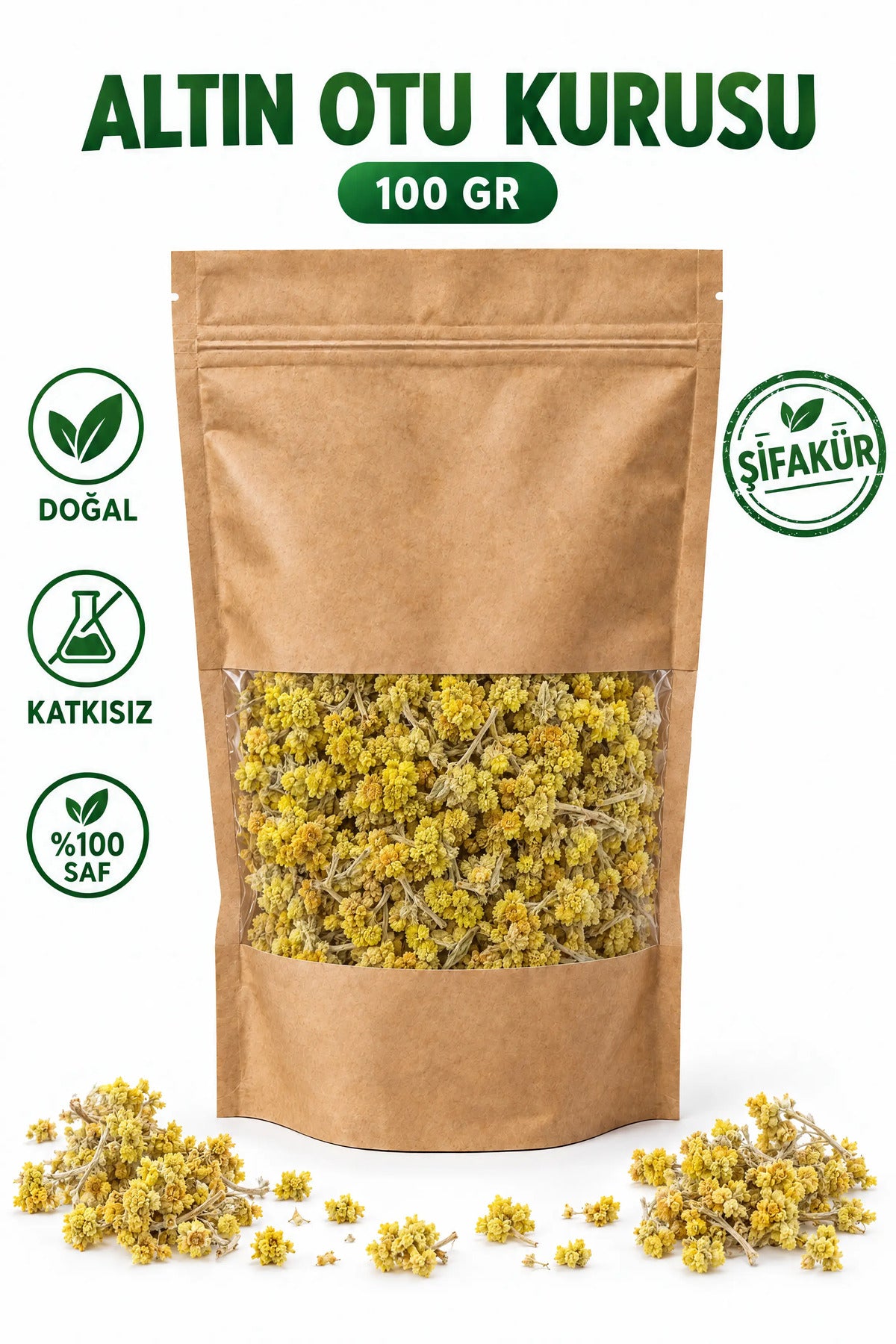 Altın Otu Ölmez Çiçek Mantuvar Kurusu 100 gr