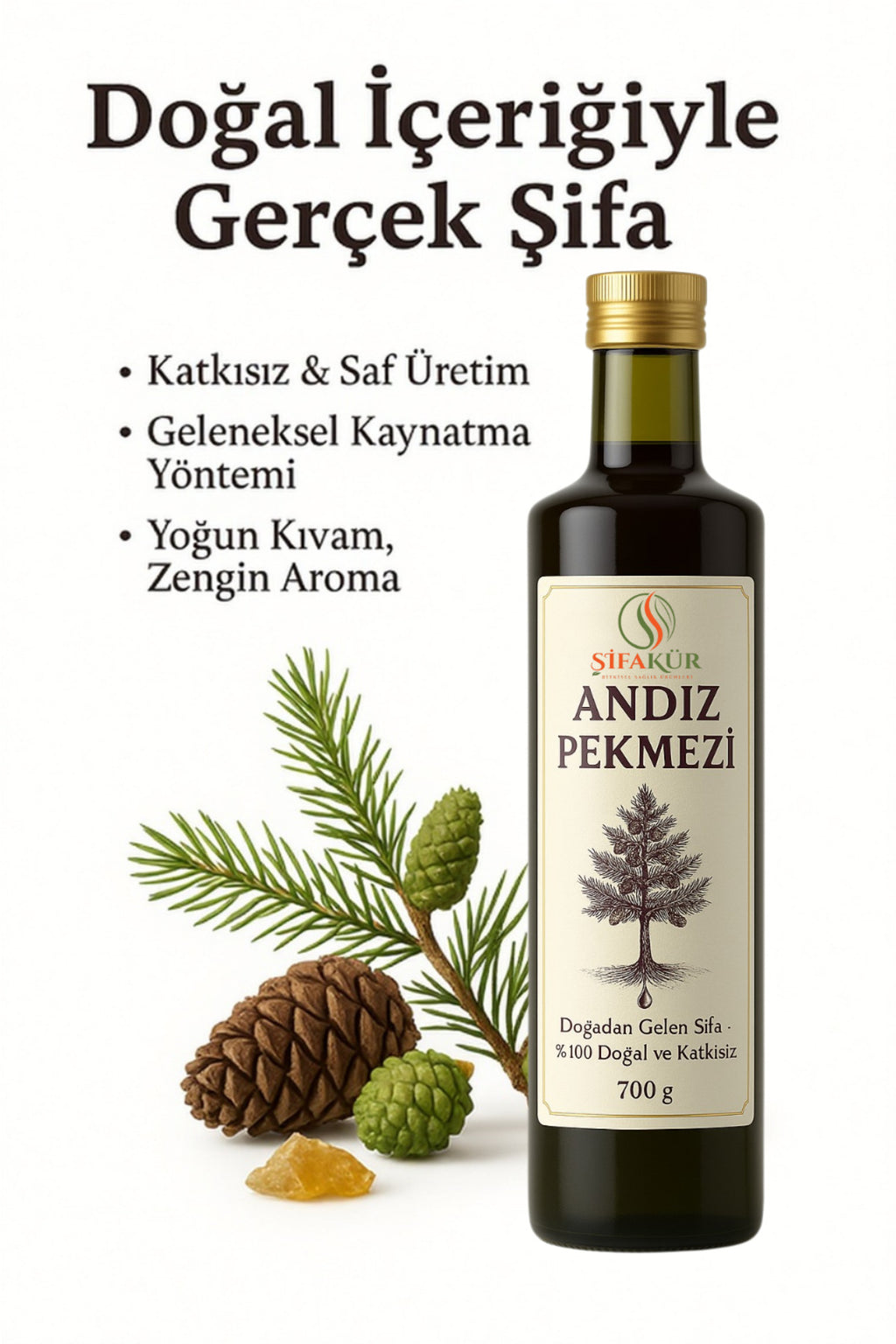 Şifakür Andız Pekmezi %100 Doğal Geleneksel Üretim Doğal Tatlandırıcı 700g