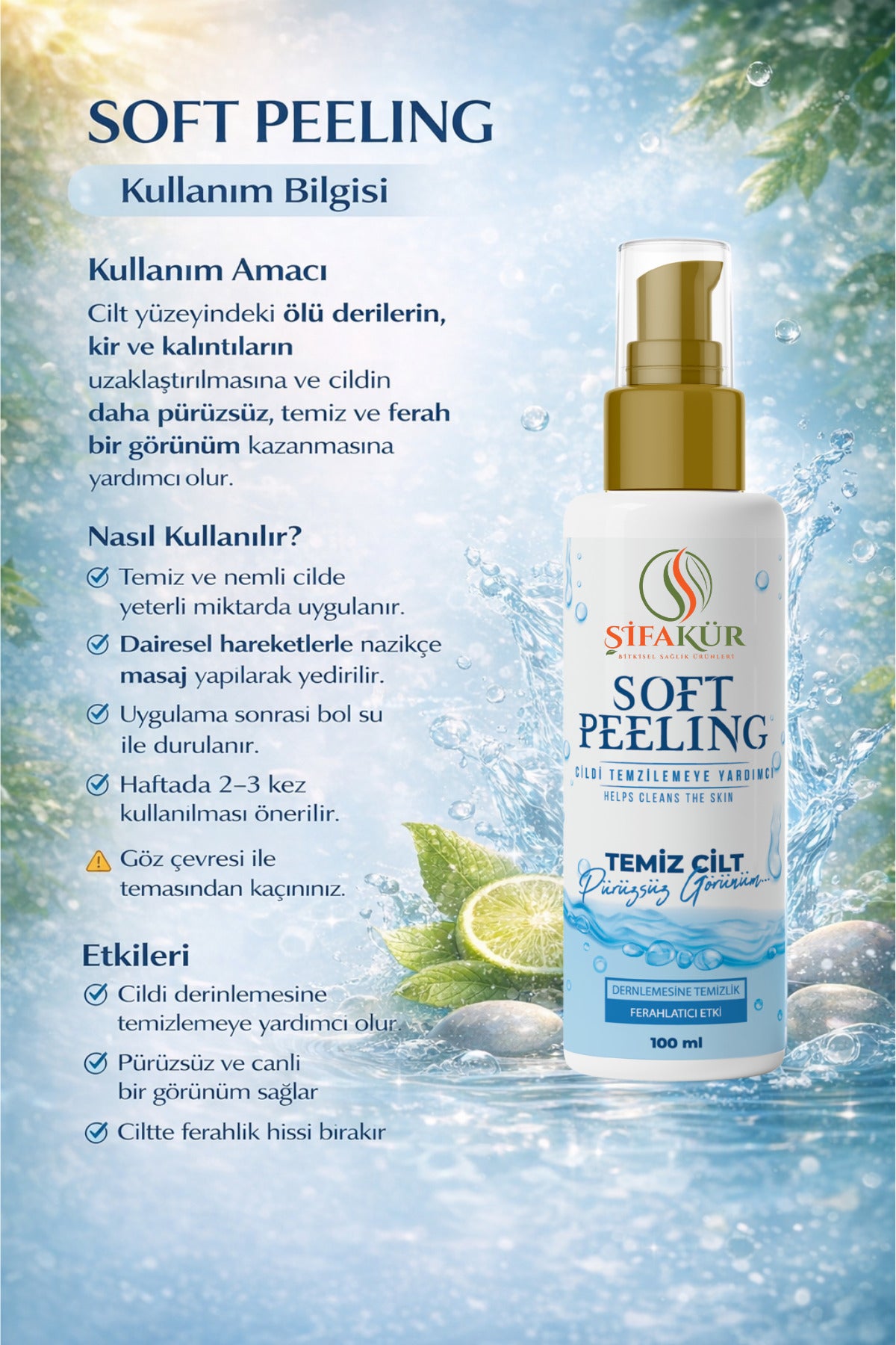 Şifakür Soft Peeling AHA BHA Laktik Salisilik Asit Niasinamid Cilt Arındırıcı Bakım 100ml