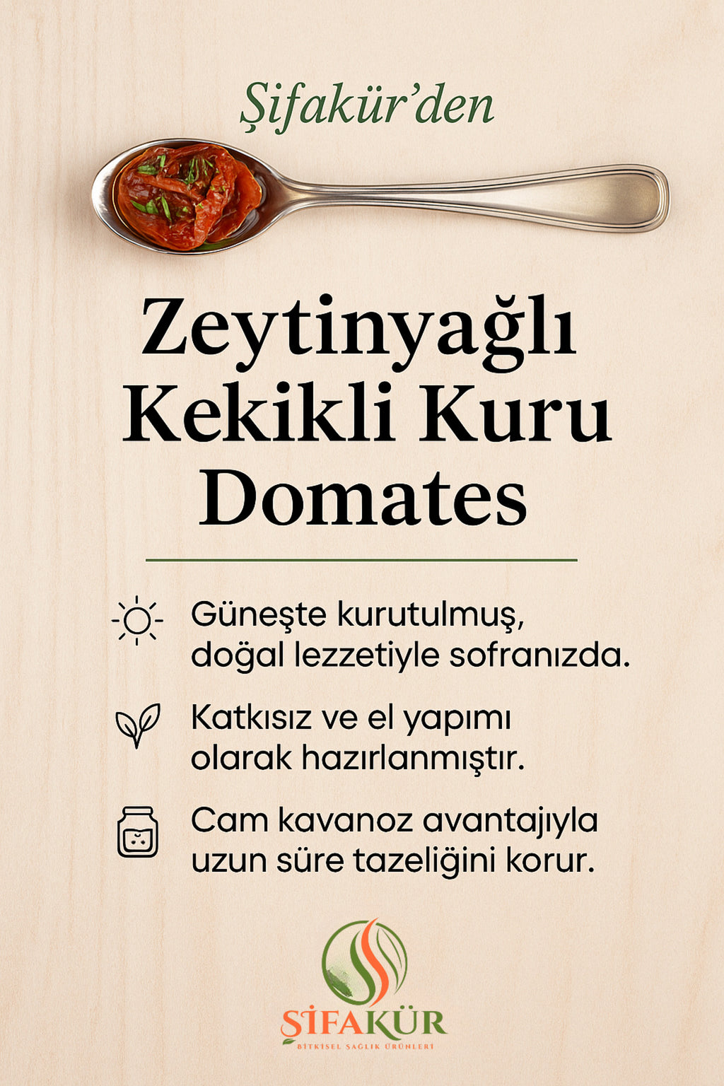 Şifakür Zeytinyağlı Kekikli Kuru Domates 850ml Doğal Katkısız El Yapımı Gurme Lezzet