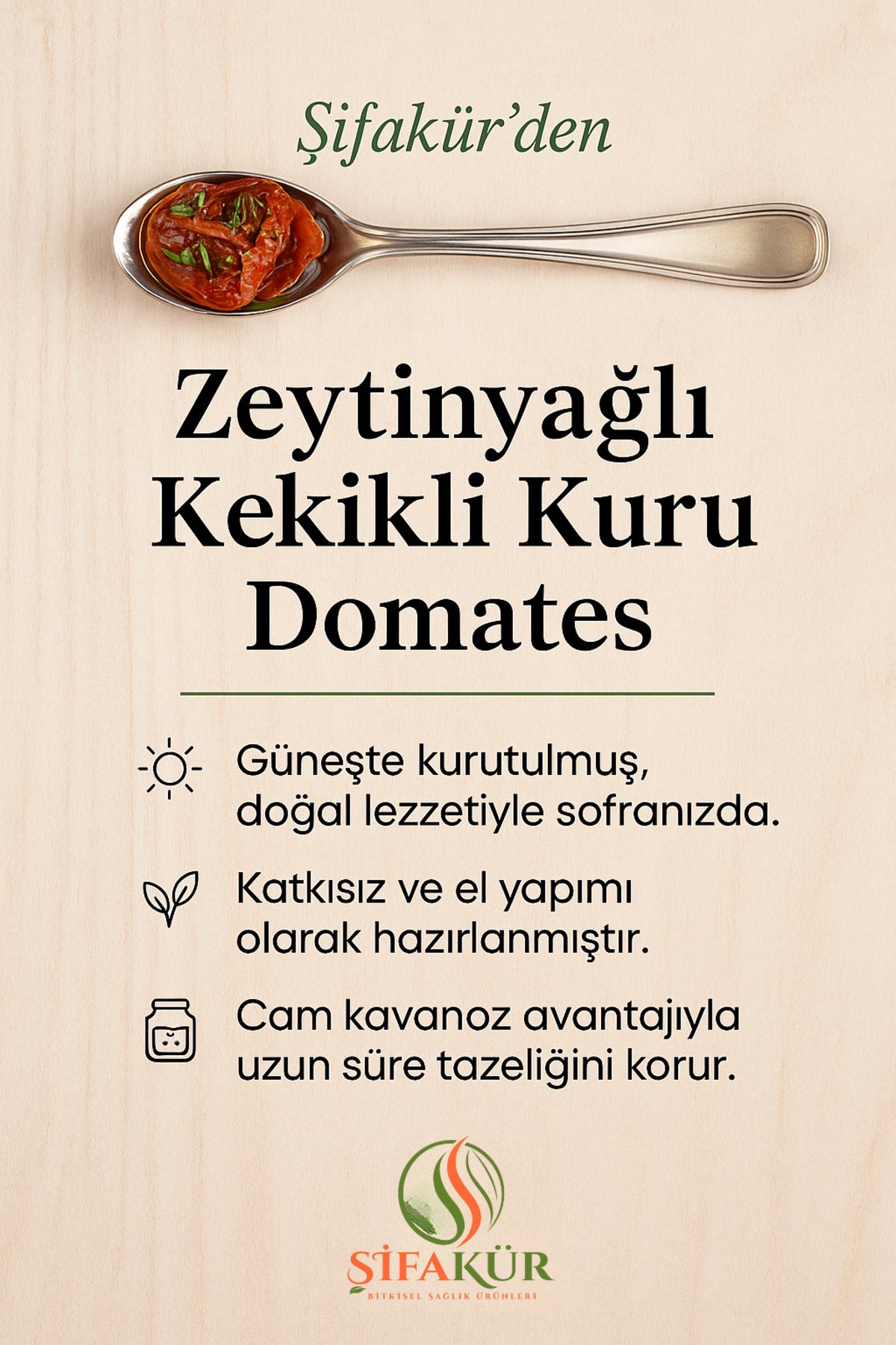 Şifakür Zeytinyağlı Kekikli Kuru Domates 850ml Doğal Katkısız El Yapımı Gurme Lezzet
