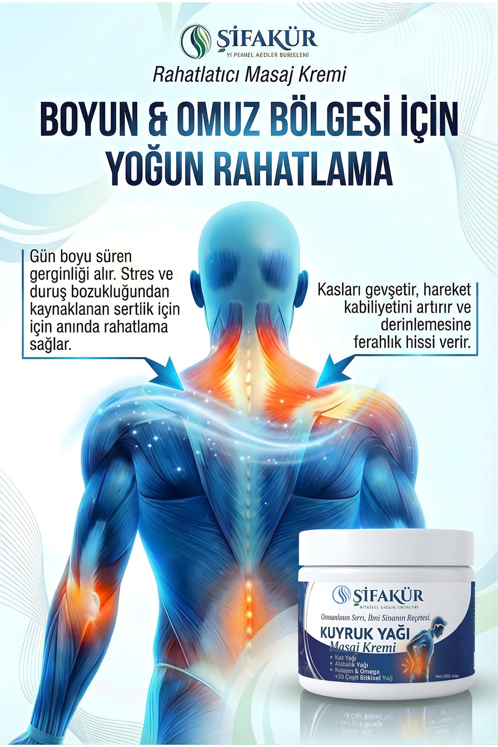 Şifakür Kuyruk Yağı Kaz Alabalık Yağlı Bel Boyun Diz Masaj Kremi 350ml