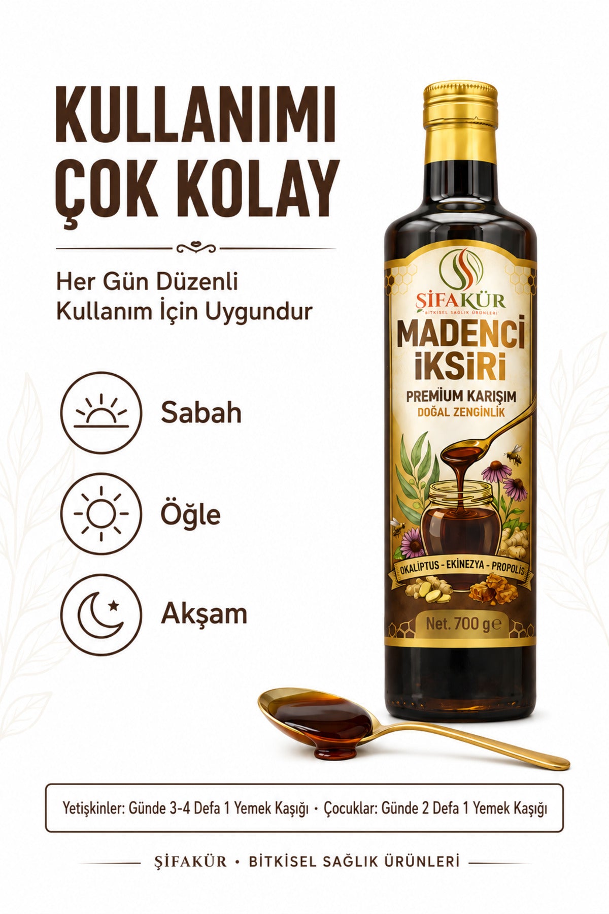 Madenci İksiri Premium Bitkisel Karışım Propolis Ekinezya Okaliptüs Keçiboynuzu 700 g
