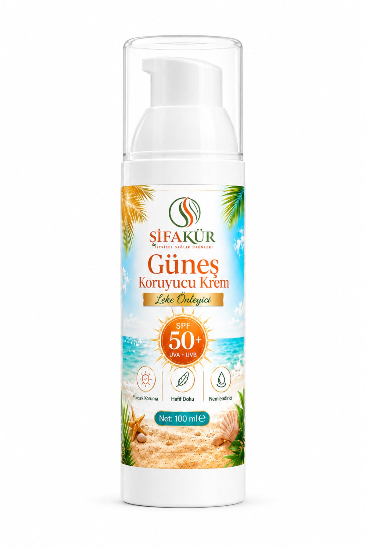 SPF 50+ Güneş Kremi UVA UVB Filtreli Arbutinli Hyaluronik Asitli Nemlendirici 100 ml