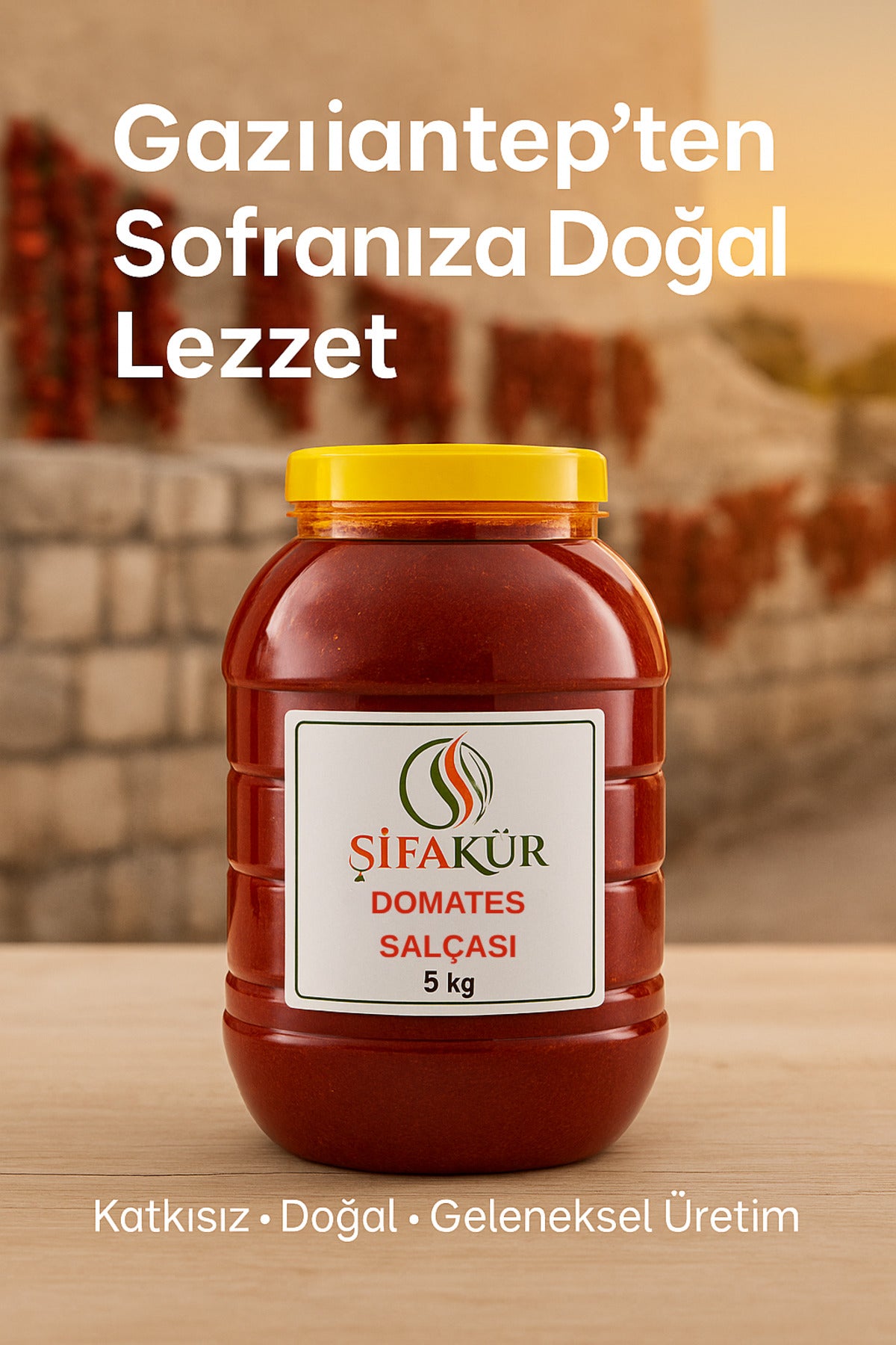 Şifakür Gaziantep Domates Salçası Doğal Güneşte Kurutulmuş Yoğun 5 KG