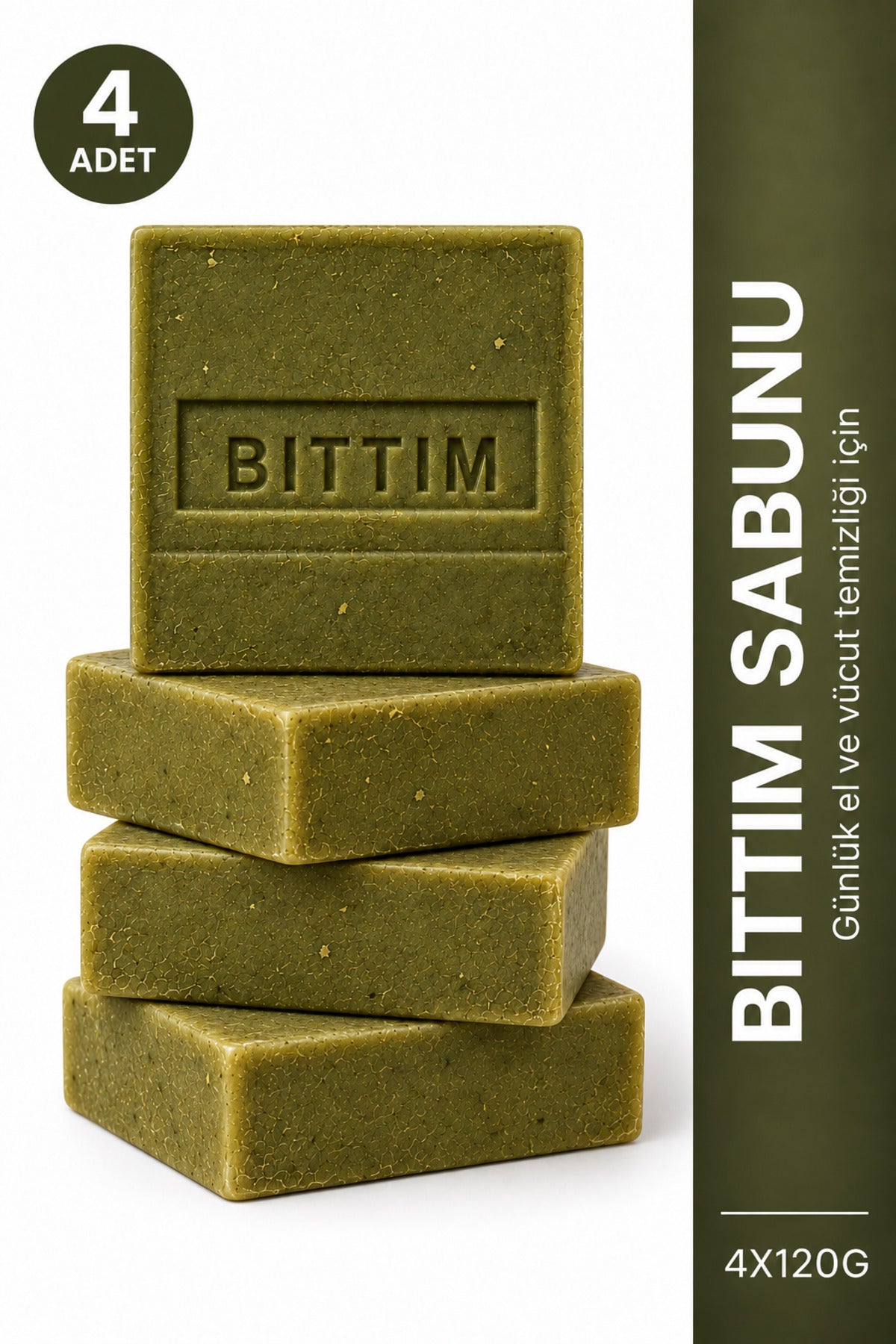 Bıttım Sabunu 4'lü Paket 4 x 120 g Menengiç Yağlı Zeytinyağlı Saç ve Cilt Bakım Sabunu