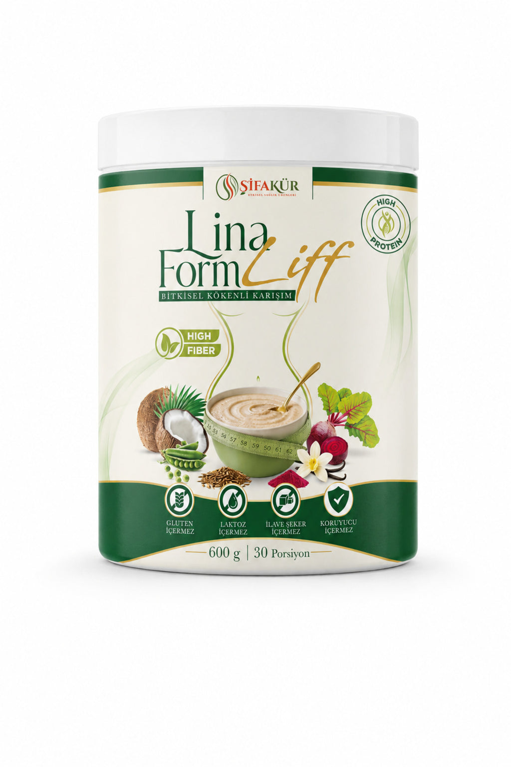 Lina FormLiff Yüksek Lifli Prebiyotik Toz İnülin Akasya Gamı Glutensiz Vanilyalı 600 g