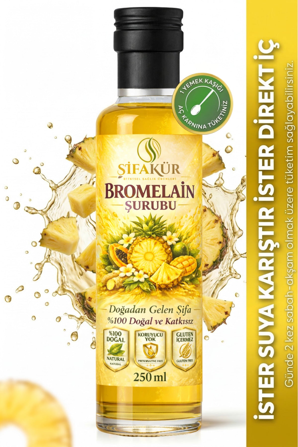 Şifakür Bromelain Şurubu Ananas L-Karnitin C Vitamini 250ml Günlük Destek