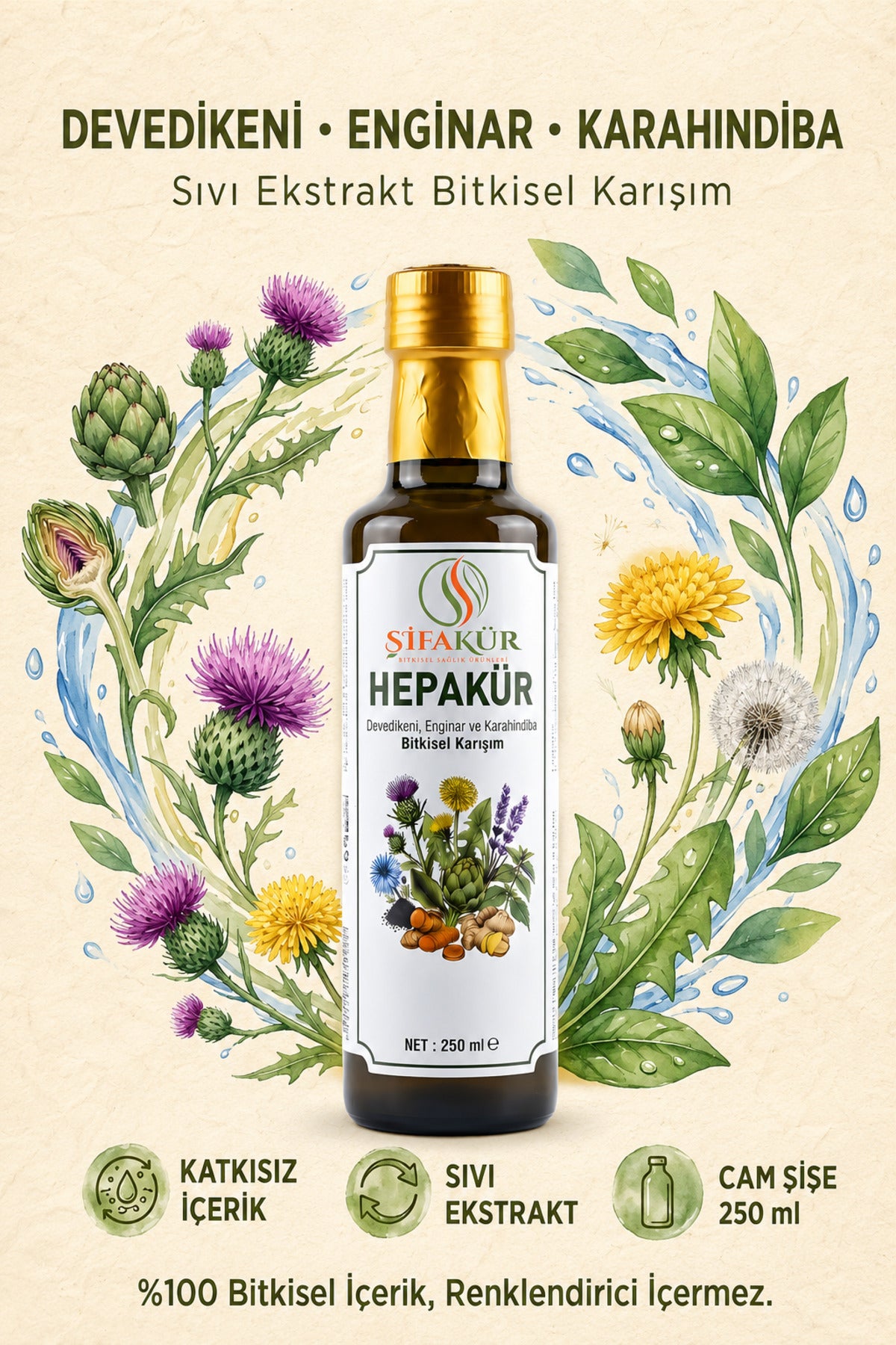 Şifakür Hepakür Sıvı Ekstrakt Devedikeni Enginar Karahindiba Bitkisel Karışım 250 ml