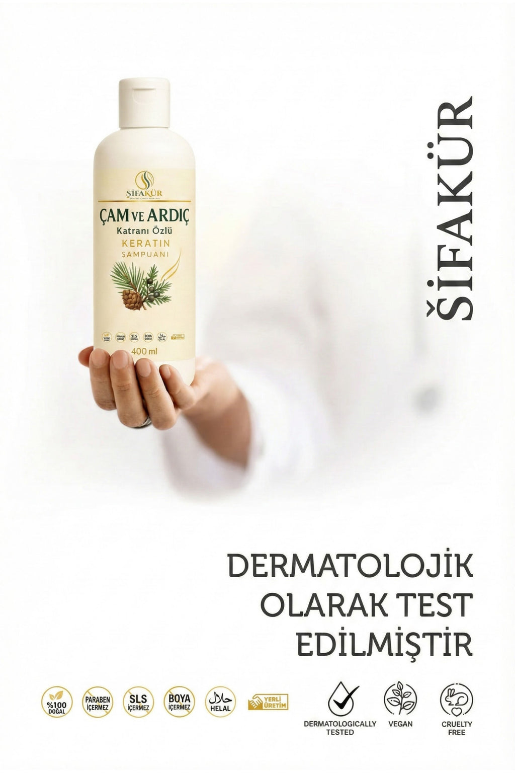 Şifakür Çam Ardıç Katranlı Keratin Şampuan Kepek Karşıtı Tuzsuz 400ml