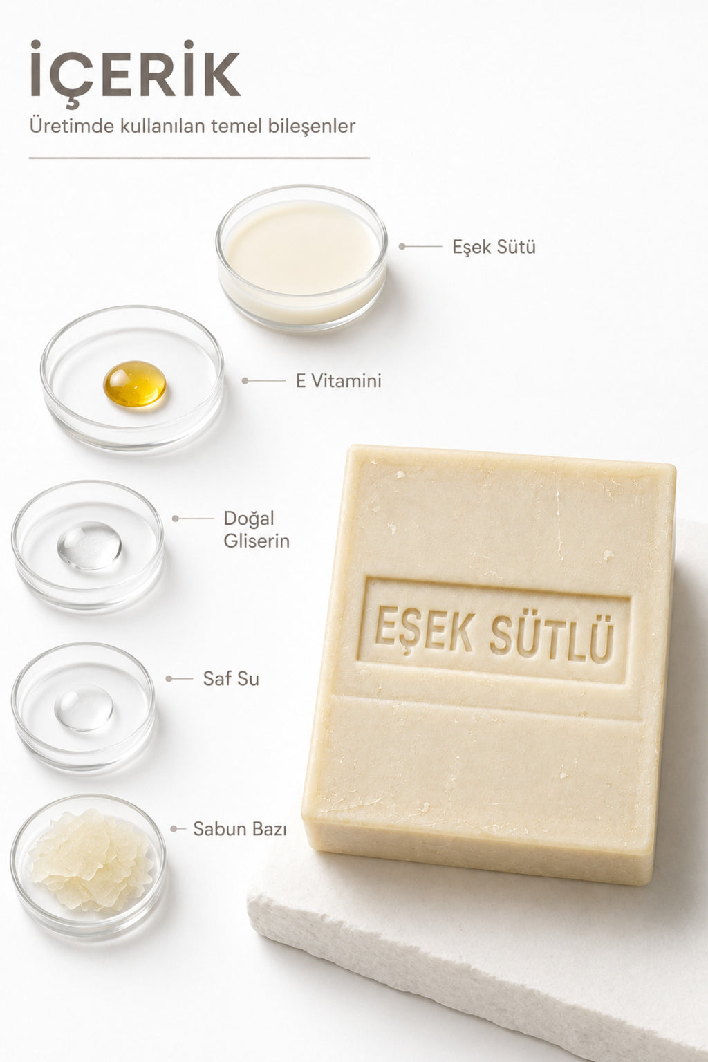 Eşek Sütlü Sabun Günlük El ve Vücut Temizliği Katı Form 120 g