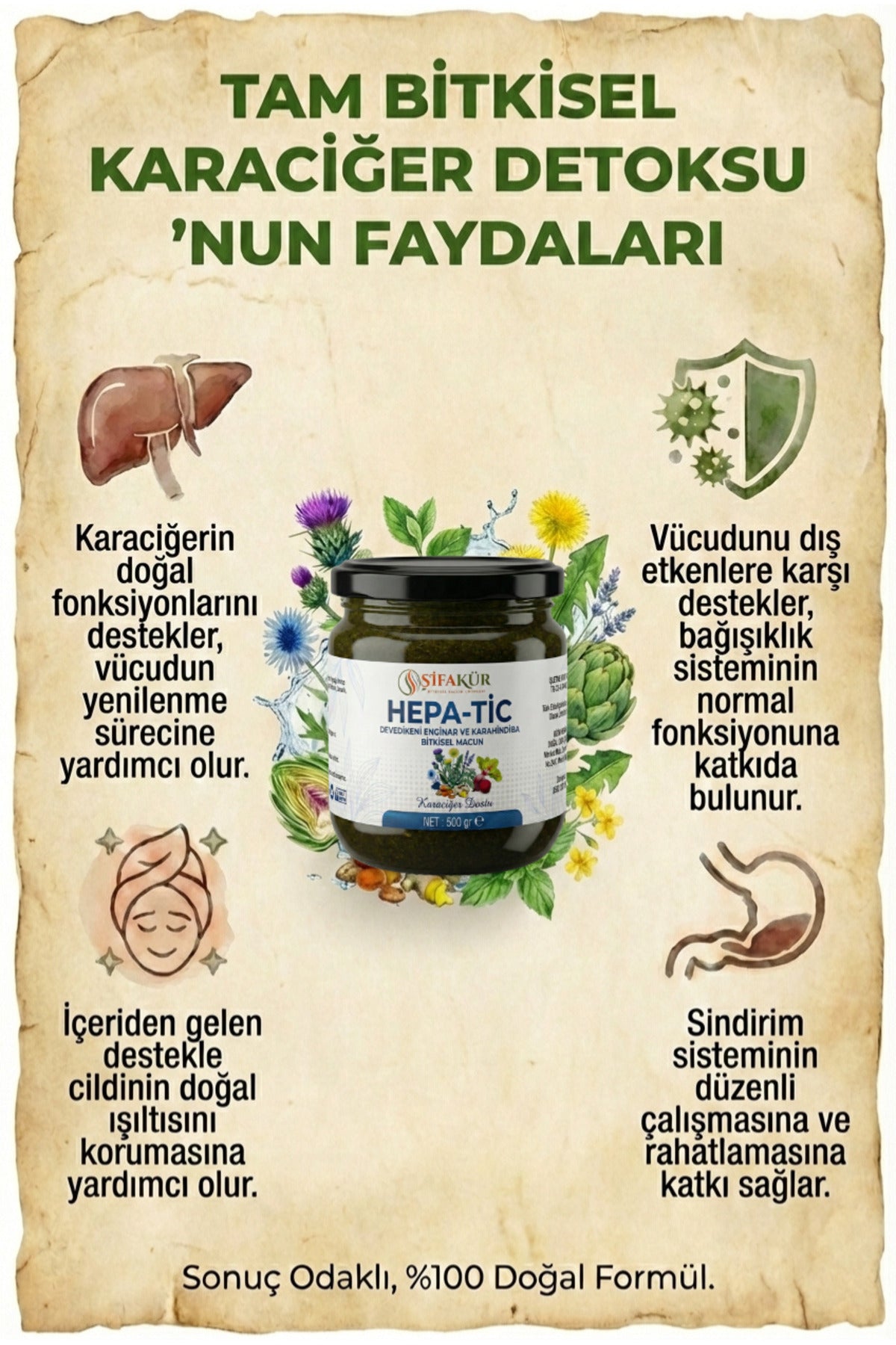 Şifakür Hepa-Tic Bitkisel Macun Devedikeni Enginar Karahindiba Ekstraktlı Doğal Destek 500gr
