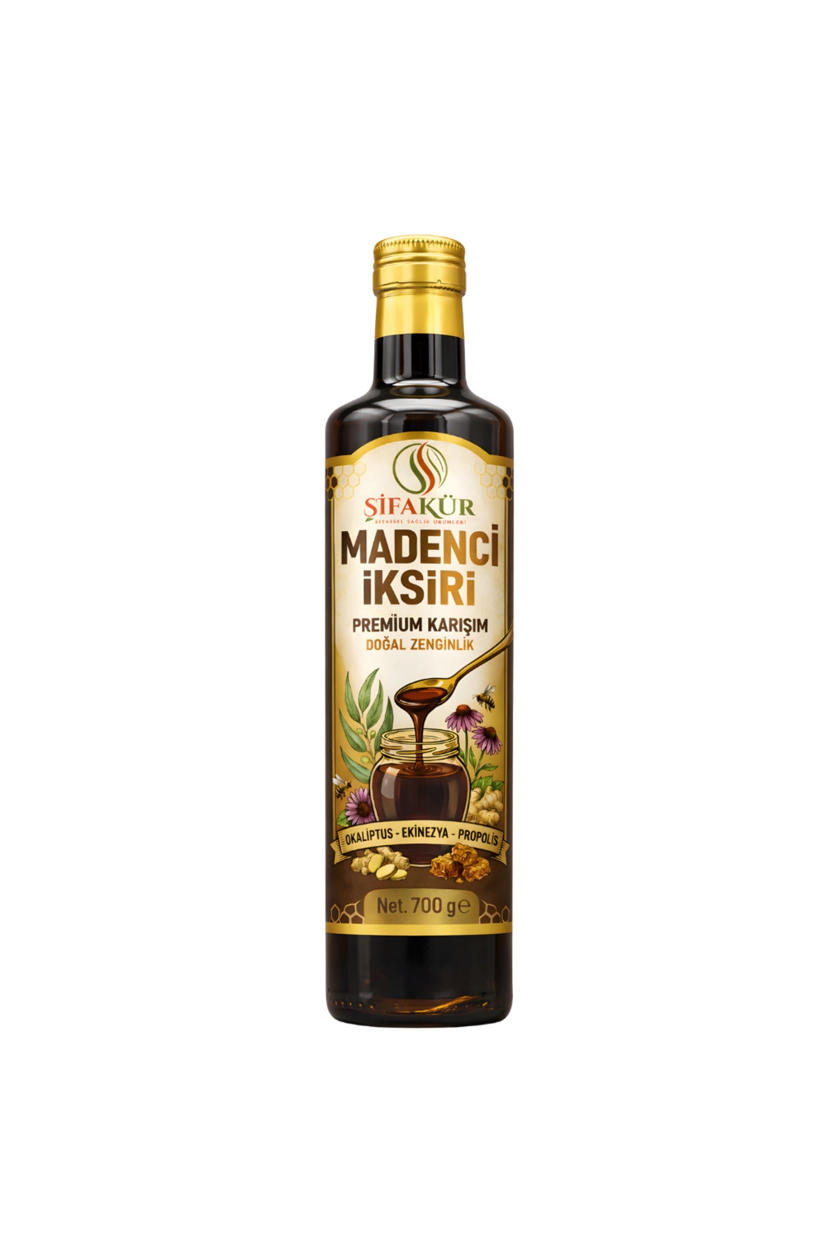 Madenci İksiri Premium Bitkisel Karışım Propolis Ekinezya Okaliptüs Keçiboynuzu 700 g