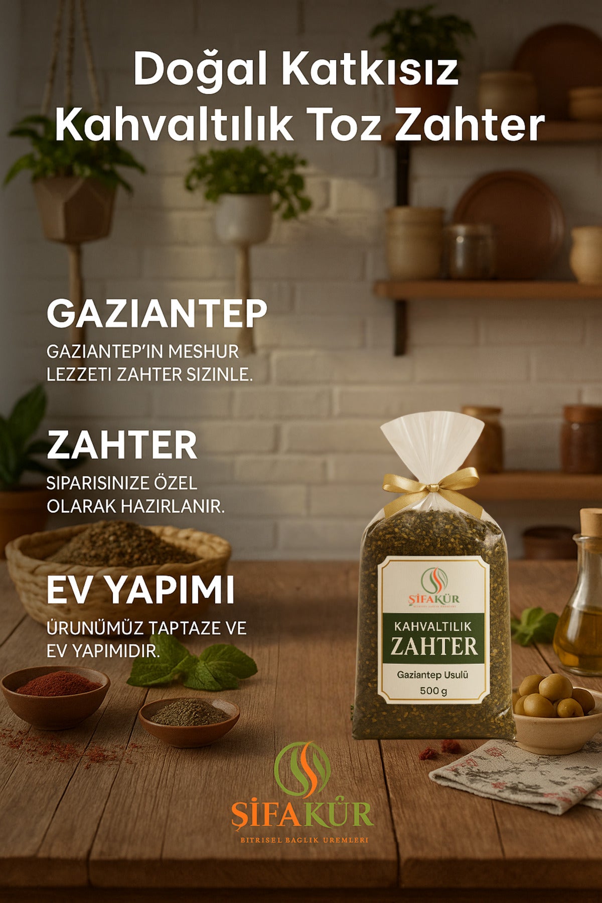 Şifakür Kahvaltılık Zahter Gaziantep Usulü Ev Yapımı Doğal Baharat 500g
