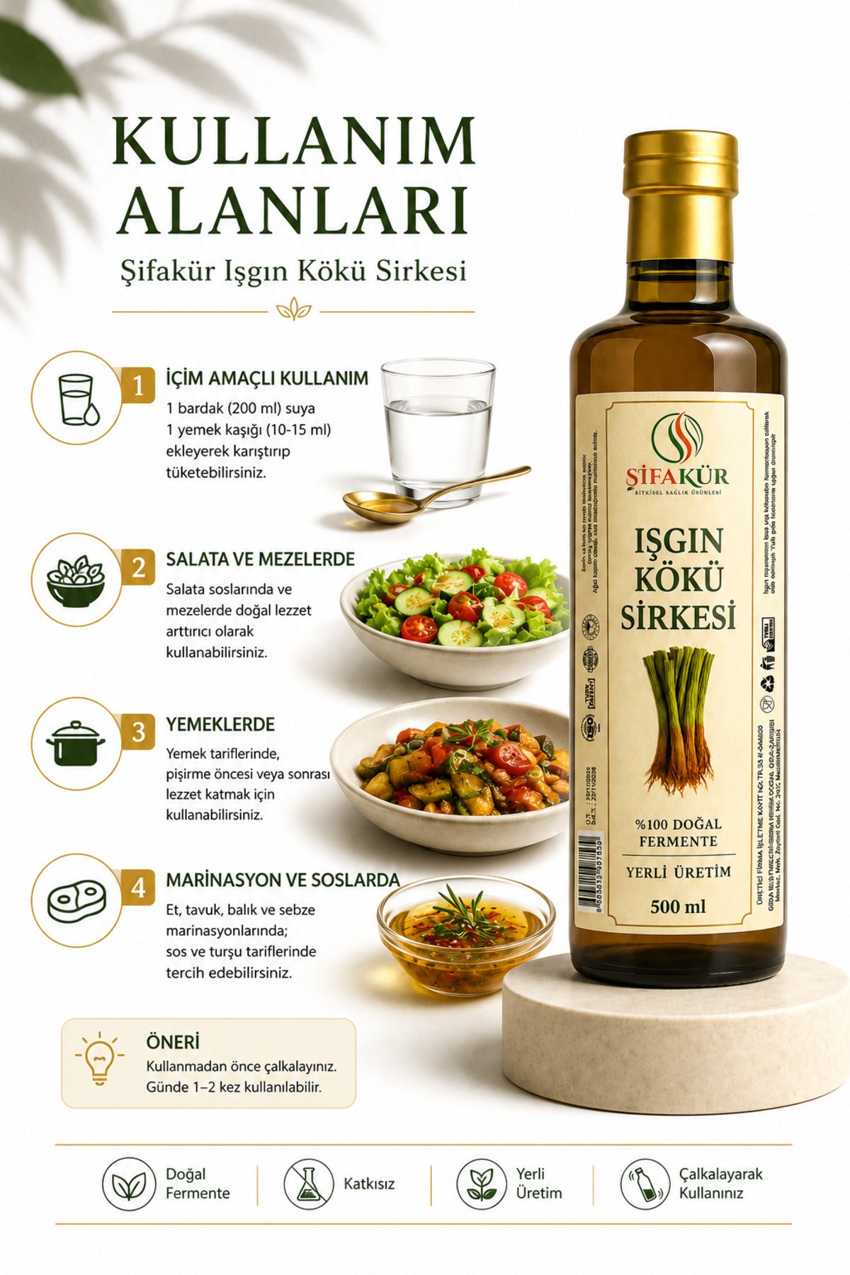 Işgın Kökü Sirkesi 500 ml Doğal Fermantasyon Katkısız