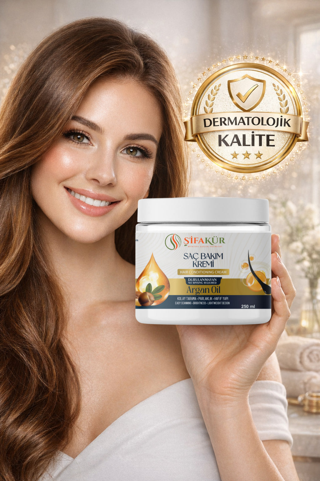 Şifakür Argan Yağlı Sülfatsız Durulanmayan Saç Kremi Besleyici Bakım Kolay Tarama 250ml