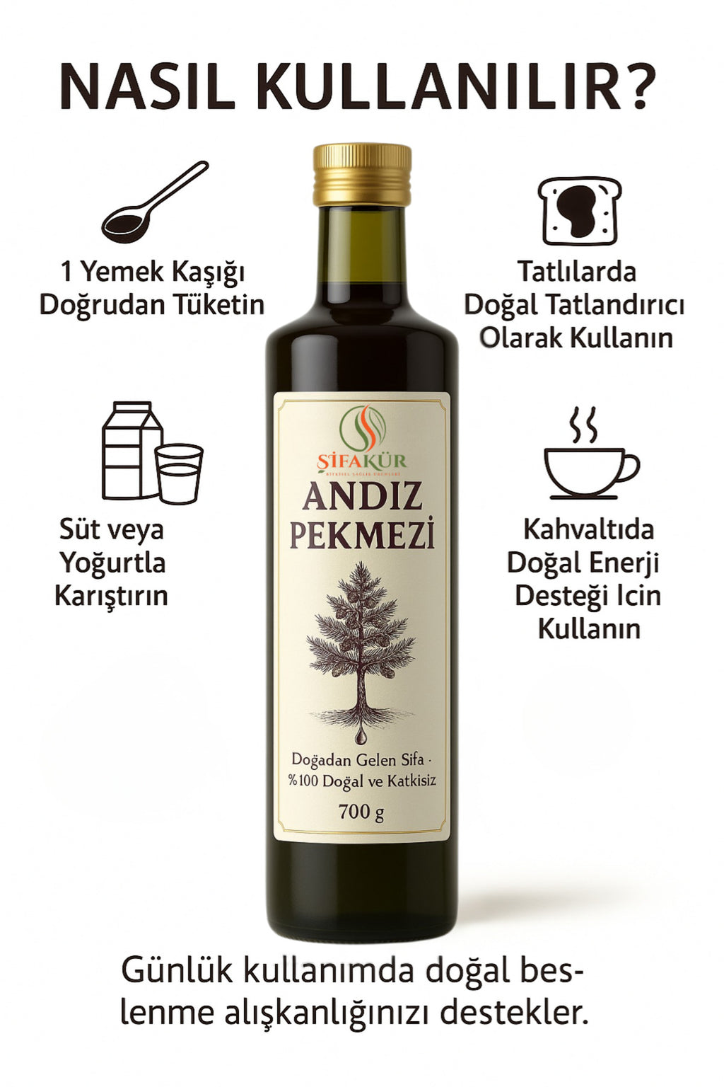 Şifakür Andız Pekmezi %100 Doğal Geleneksel Üretim Doğal Tatlandırıcı 700g