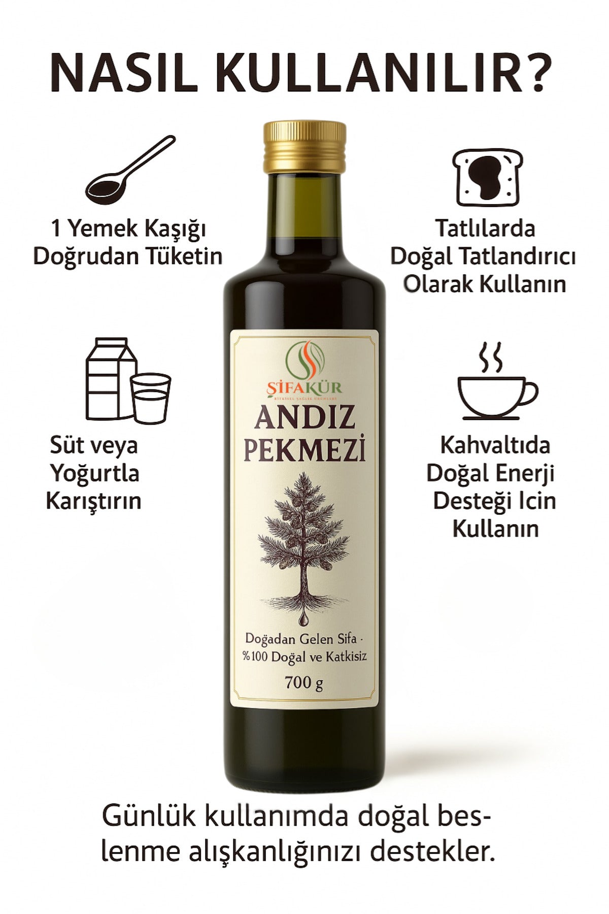 Şifakür Andız Pekmezi %100 Doğal Geleneksel Üretim Doğal Tatlandırıcı 700g