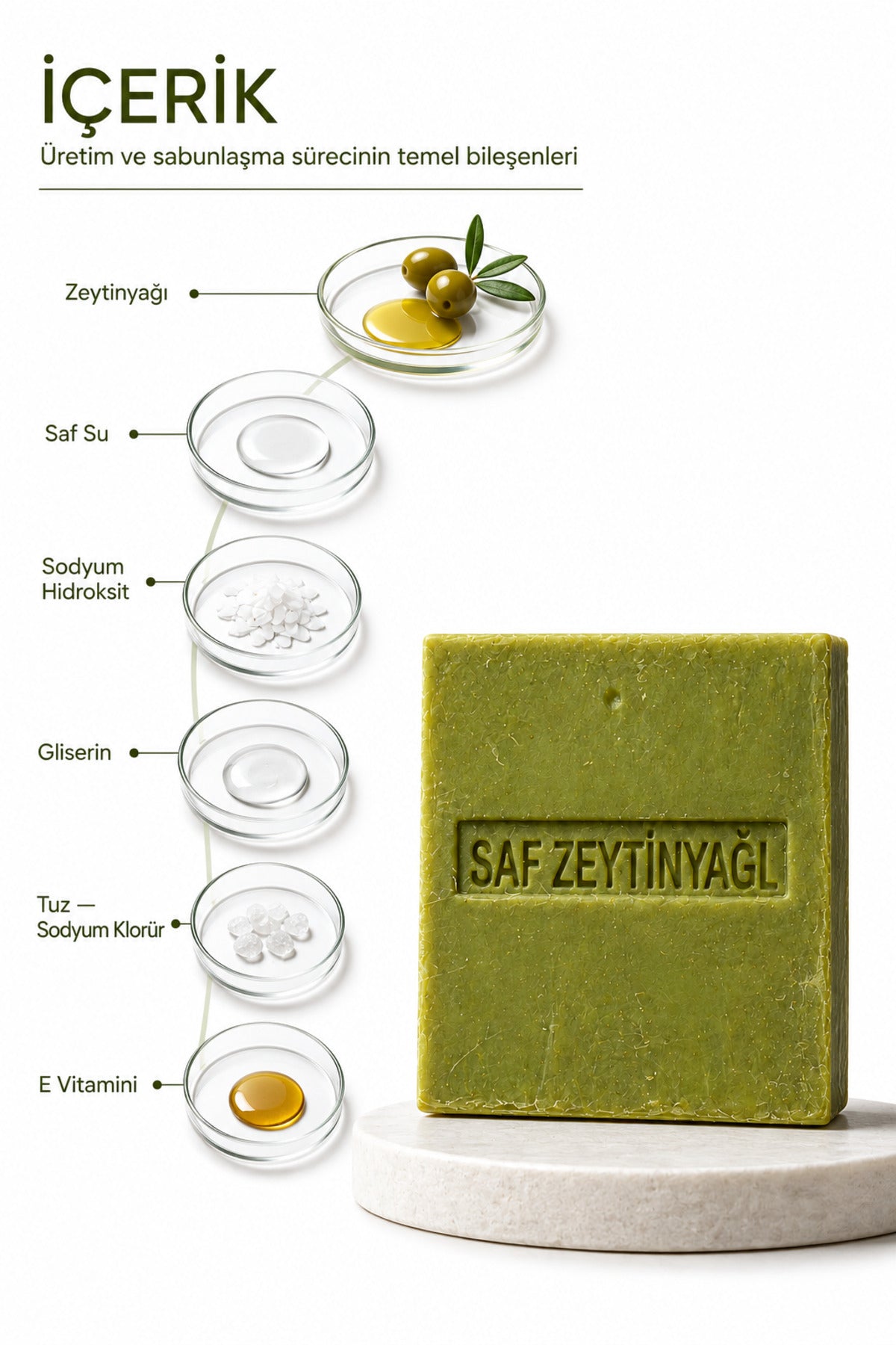 Zeytinyağlı Sabun 120 g Katı Zeytinyağı Sabunu E Vitaminli Gliserinli El ve Vücut