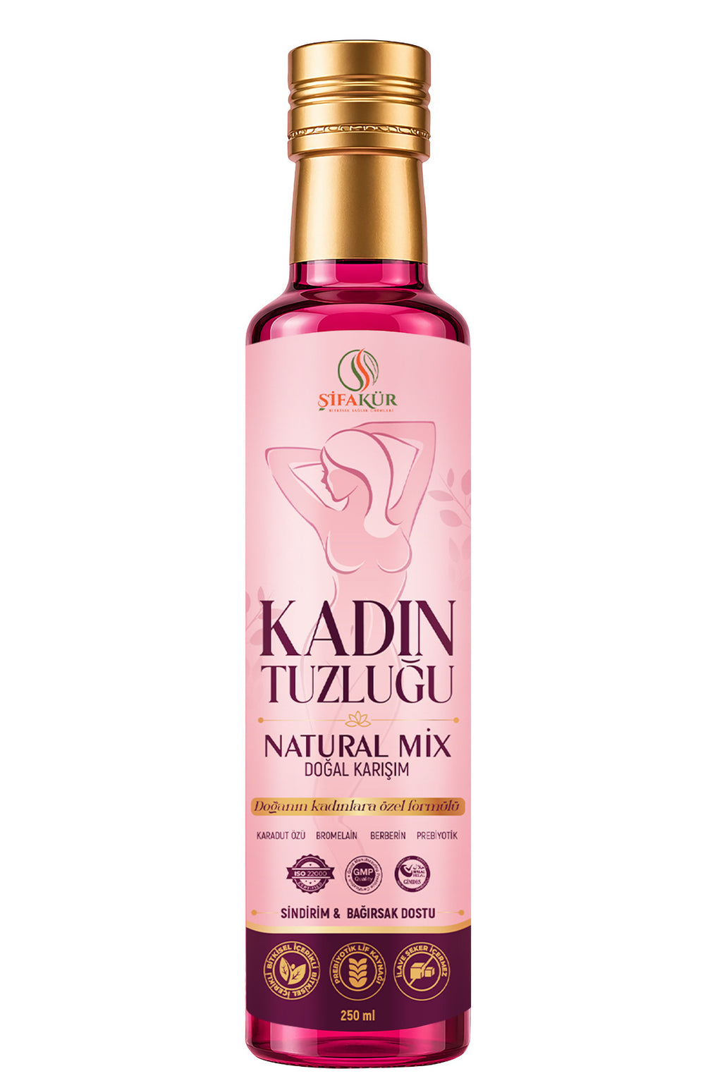 ŞİFAKÜR Kadın Tuzluğu Natural Mix 250 ml Sıvı Bitkisel Karışım Karadut Özlü Bromelain Prebiyotik
