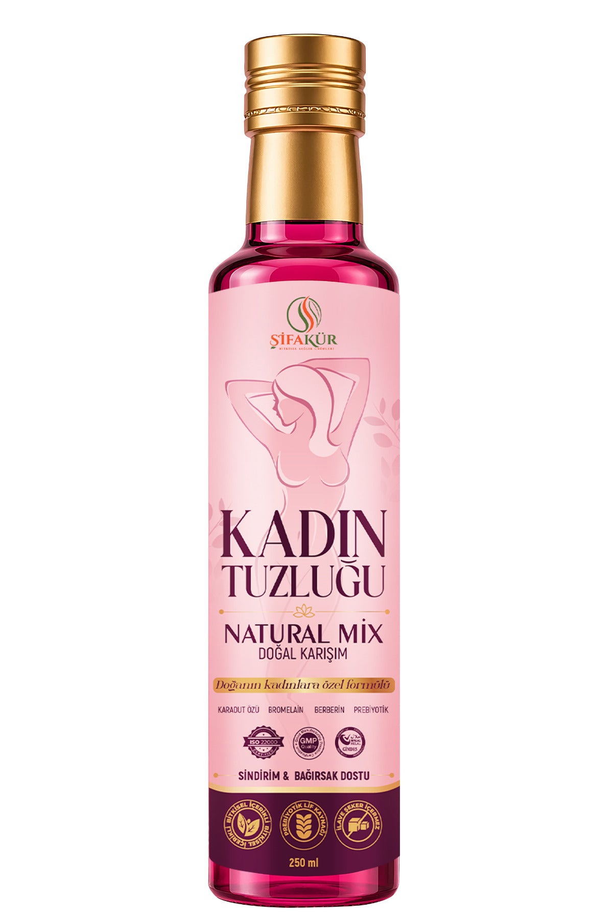 ŞİFAKÜR Kadın Tuzluğu Natural Mix 250 ml Sıvı Bitkisel Karışım Karadut Özlü Bromelain Prebiyotik