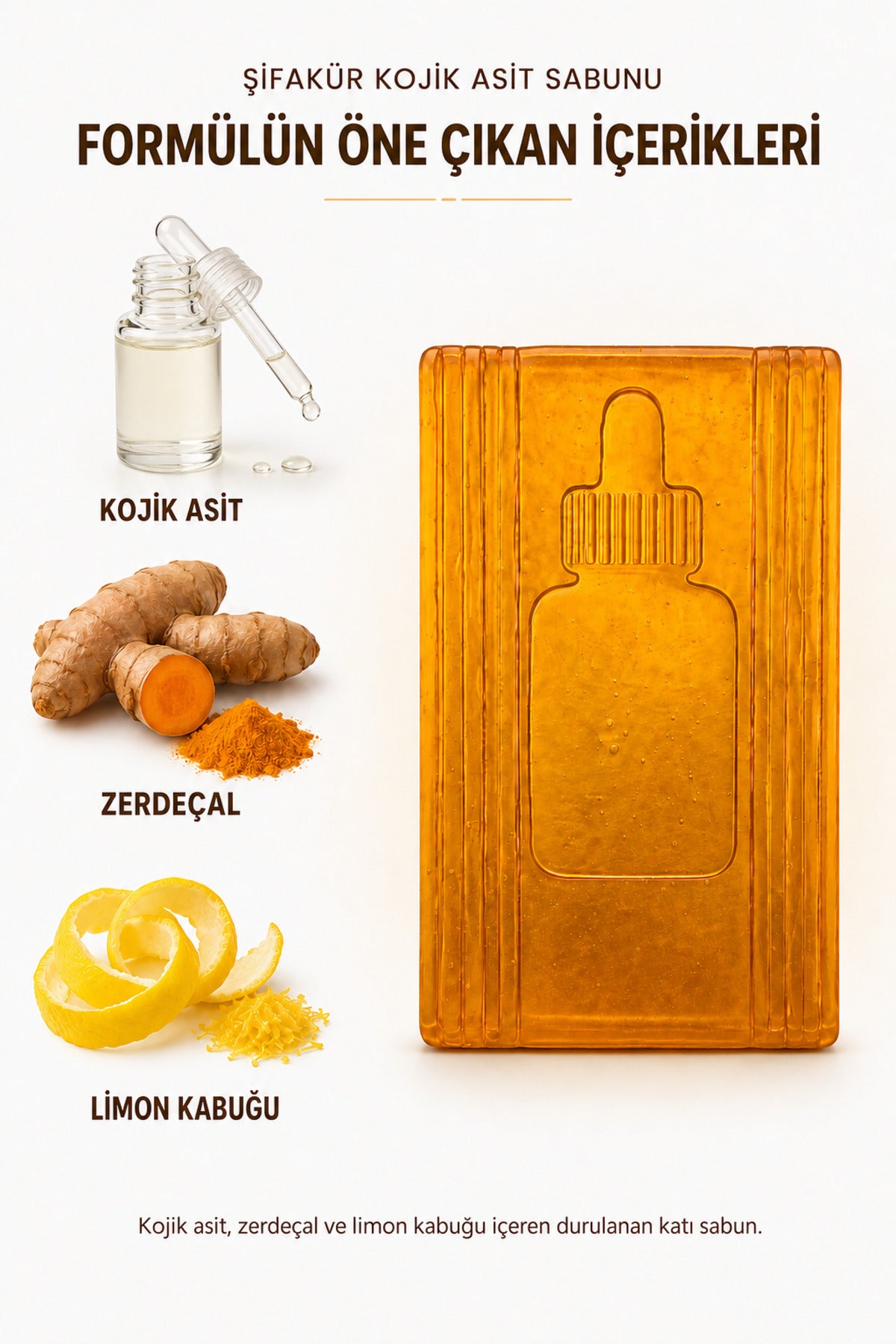 Kojik Asit Sabunu 120 g Zerdeçal ve Limon Kabuğu İçeren Kojik Asitli Yüz Temizleme Sabunu