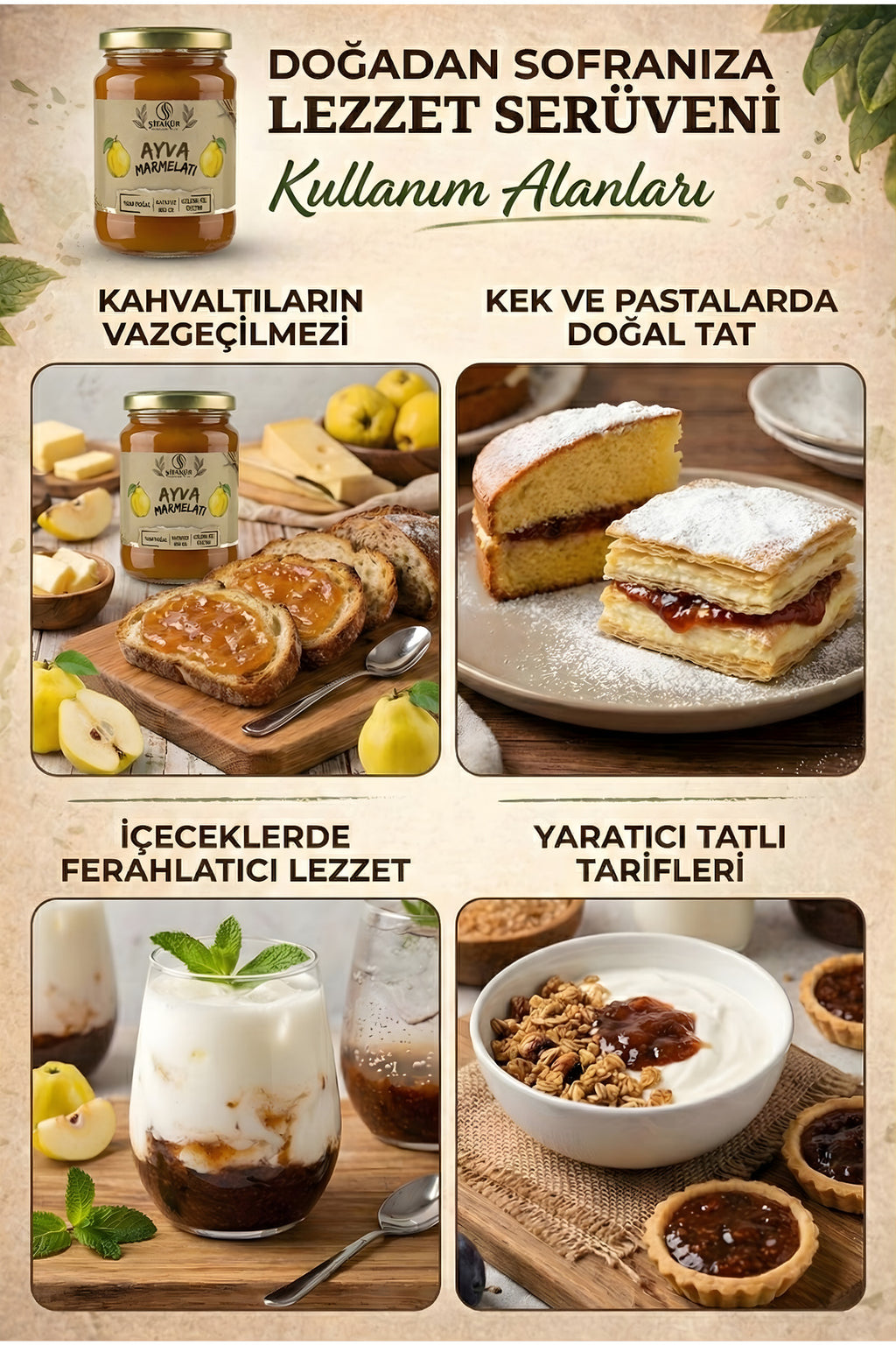 Şifakür Ayva Marmelatı 850g Katkısız Şeker İlavesiz Ev Yapımı Doğal Lezzet