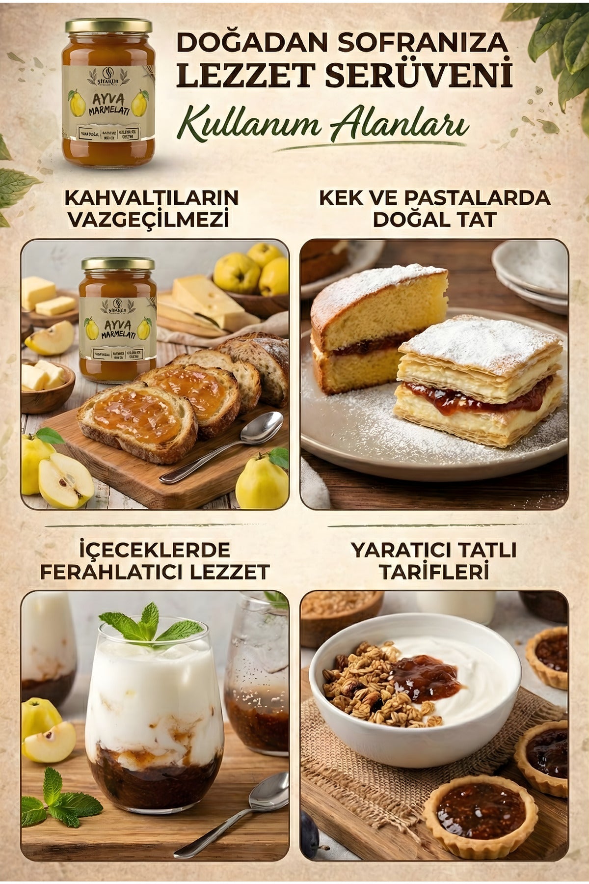 Şifakür Ayva Marmelatı 850g Katkısız Şeker İlavesiz Ev Yapımı Doğal Lezzet