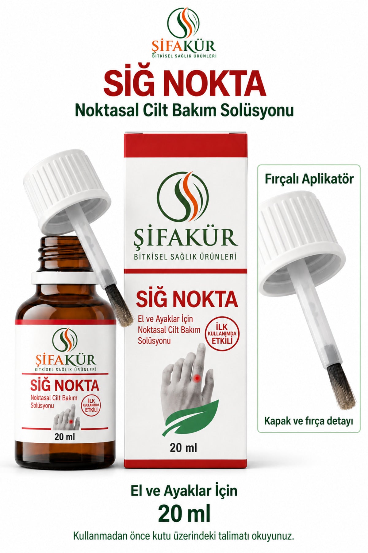 Siğ Nokta Noktasal Cilt Bakım Solüsyonu 20 ml 10 Koruyucu Ped ve Törpü Seti