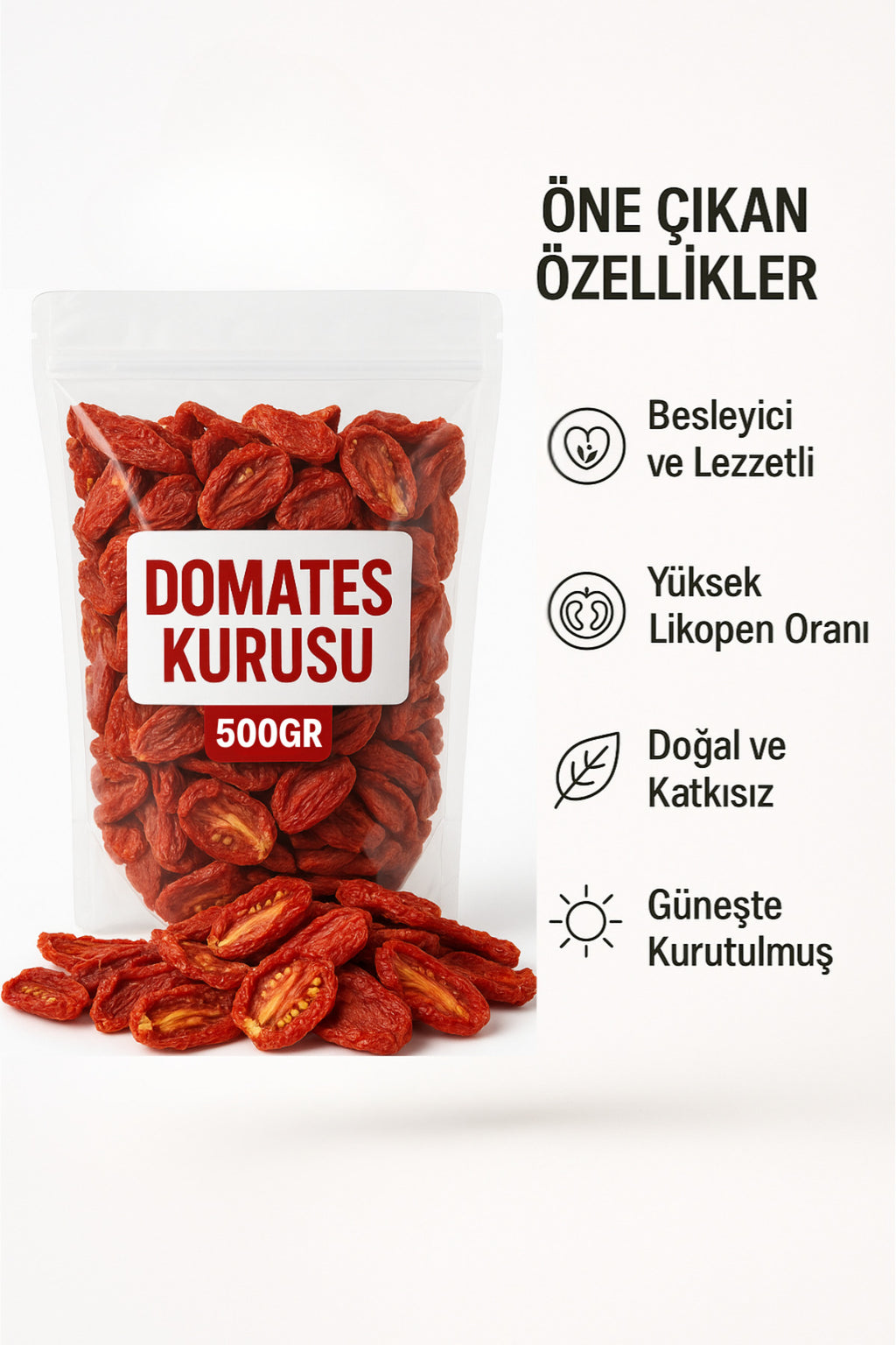 Şifakür Domates Kurusu Güneşte Kurutulmuş Katkısız Mutfaklara Özel Lezzet 500gr